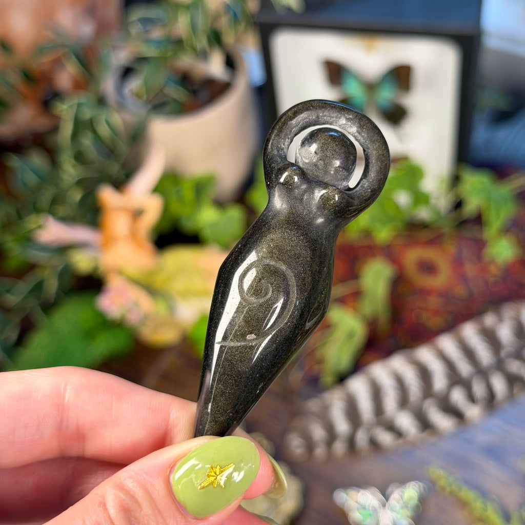 Goddess Carving - Gold Sheen Obsidian