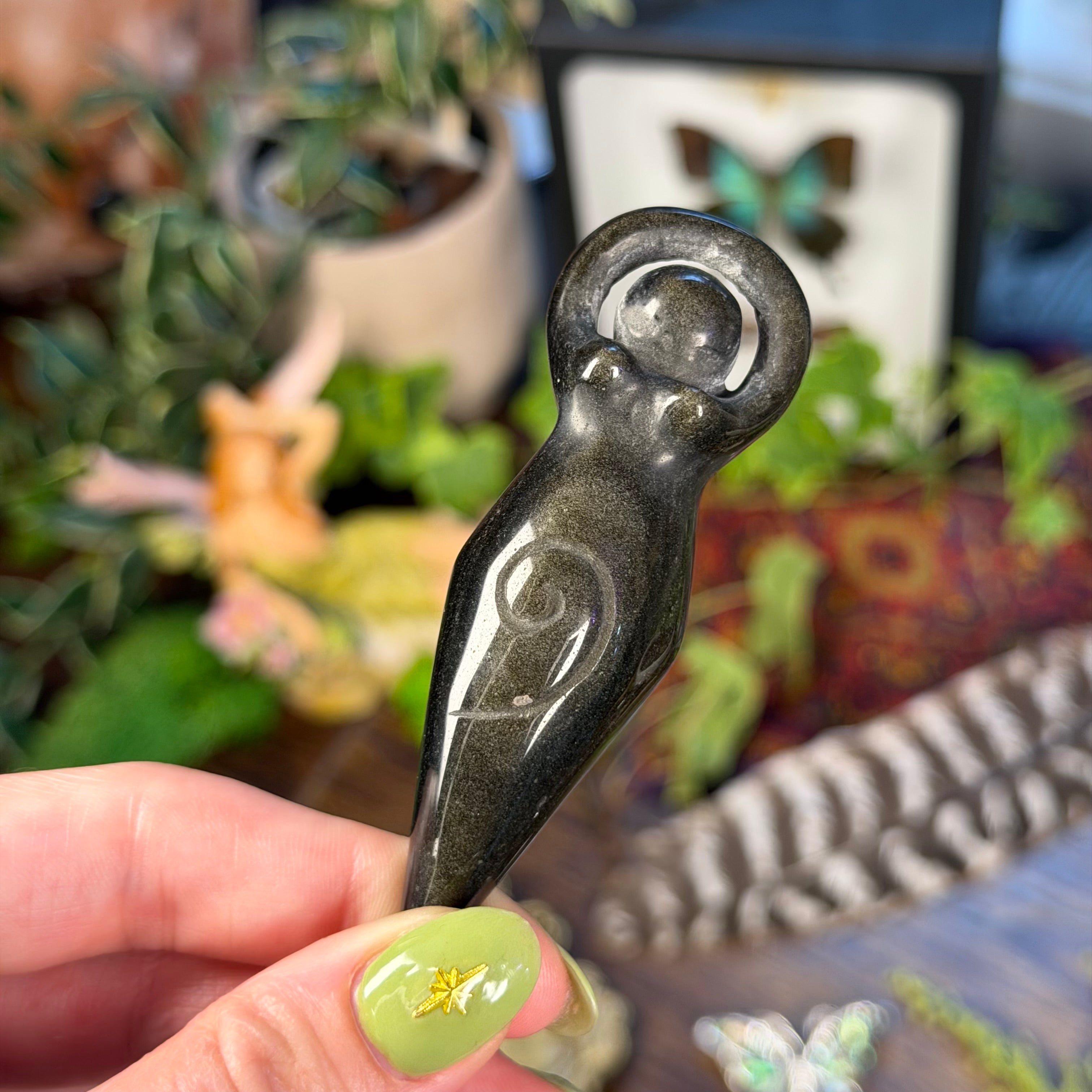 Goddess Carving - Gold Sheen Obsidian
