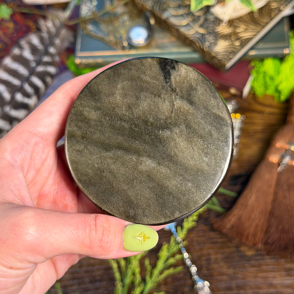 Moon Sun Carving - Gold Sheen Obsidian