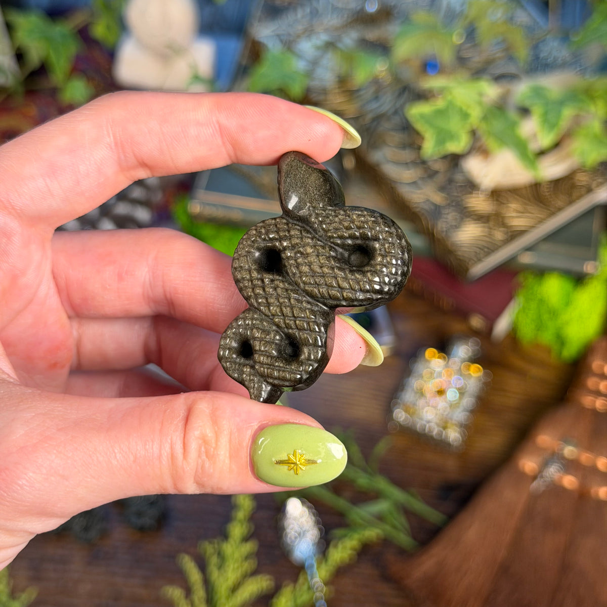 Snake Carving - Gold Sheen Obsidian
