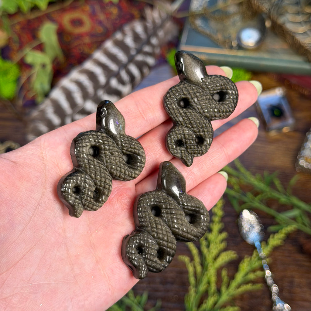 Snake Carving - Gold Sheen Obsidian