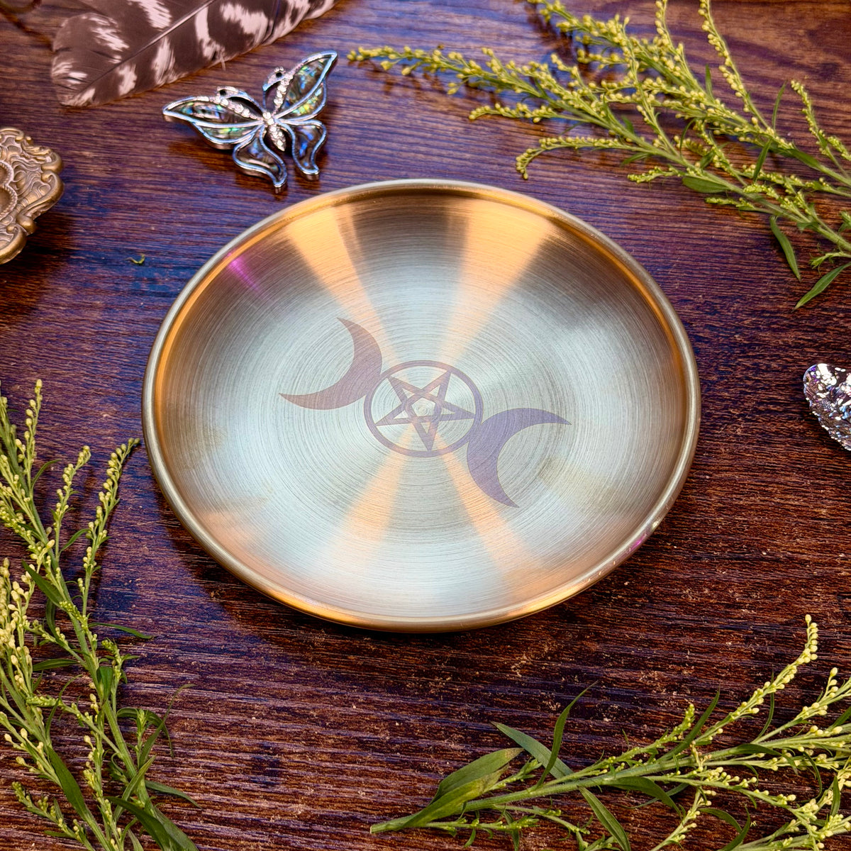 Altar Dish - Triple Moon Pentacle