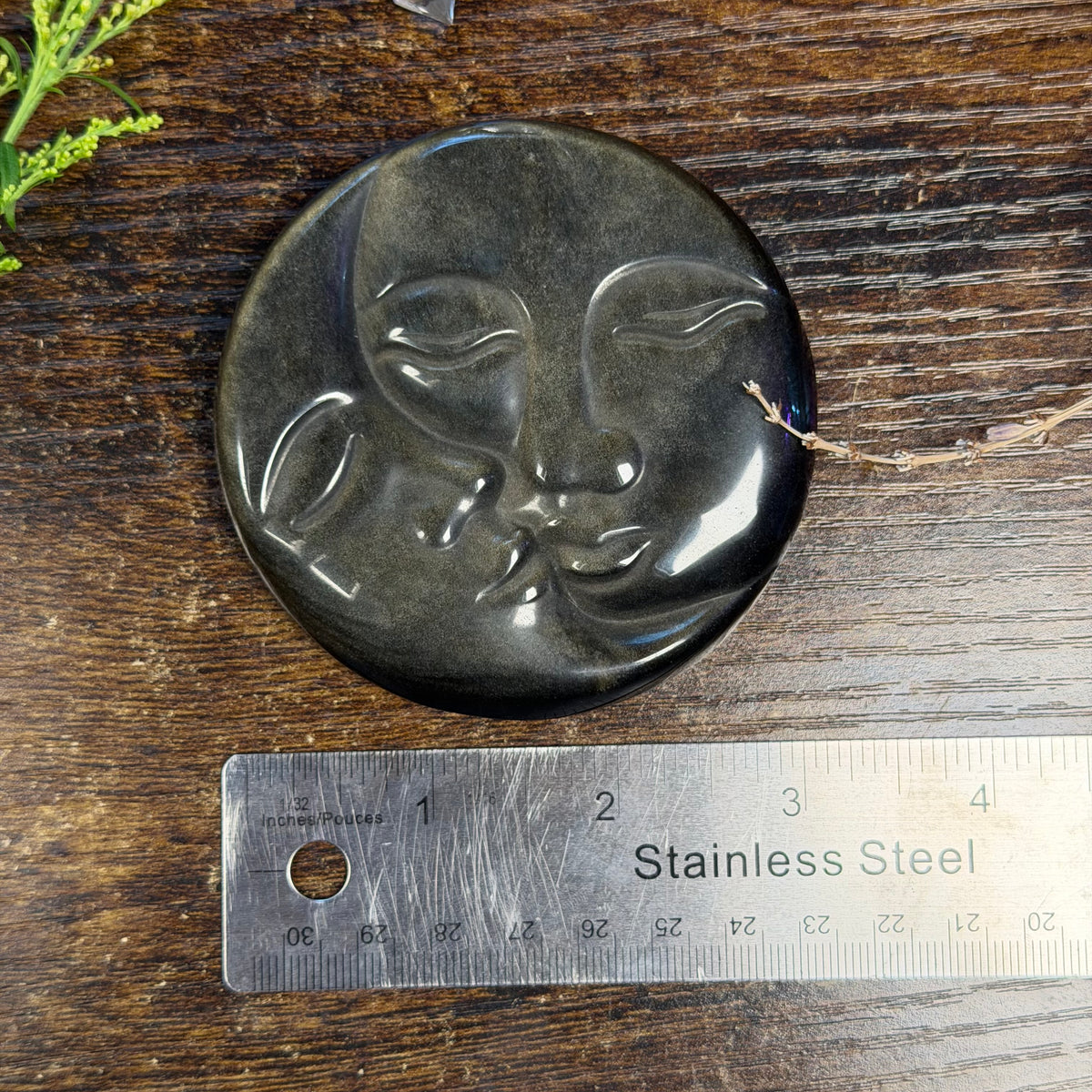 Moon Sun Carving - Gold Sheen Obsidian