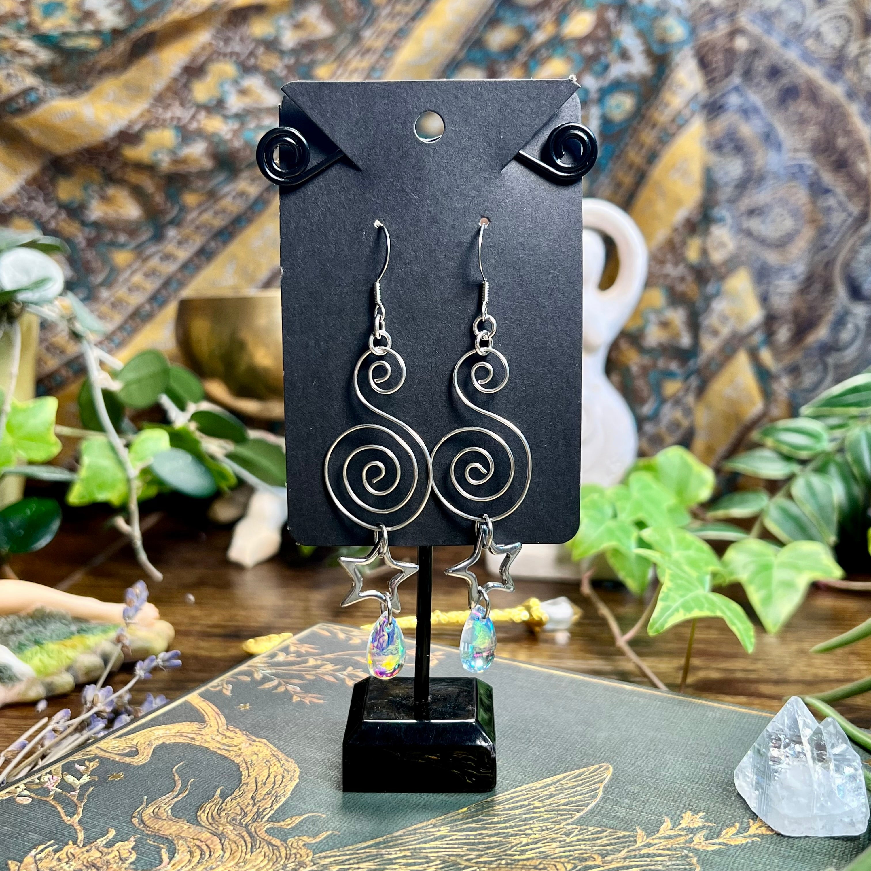 Spiral & Star Earrings