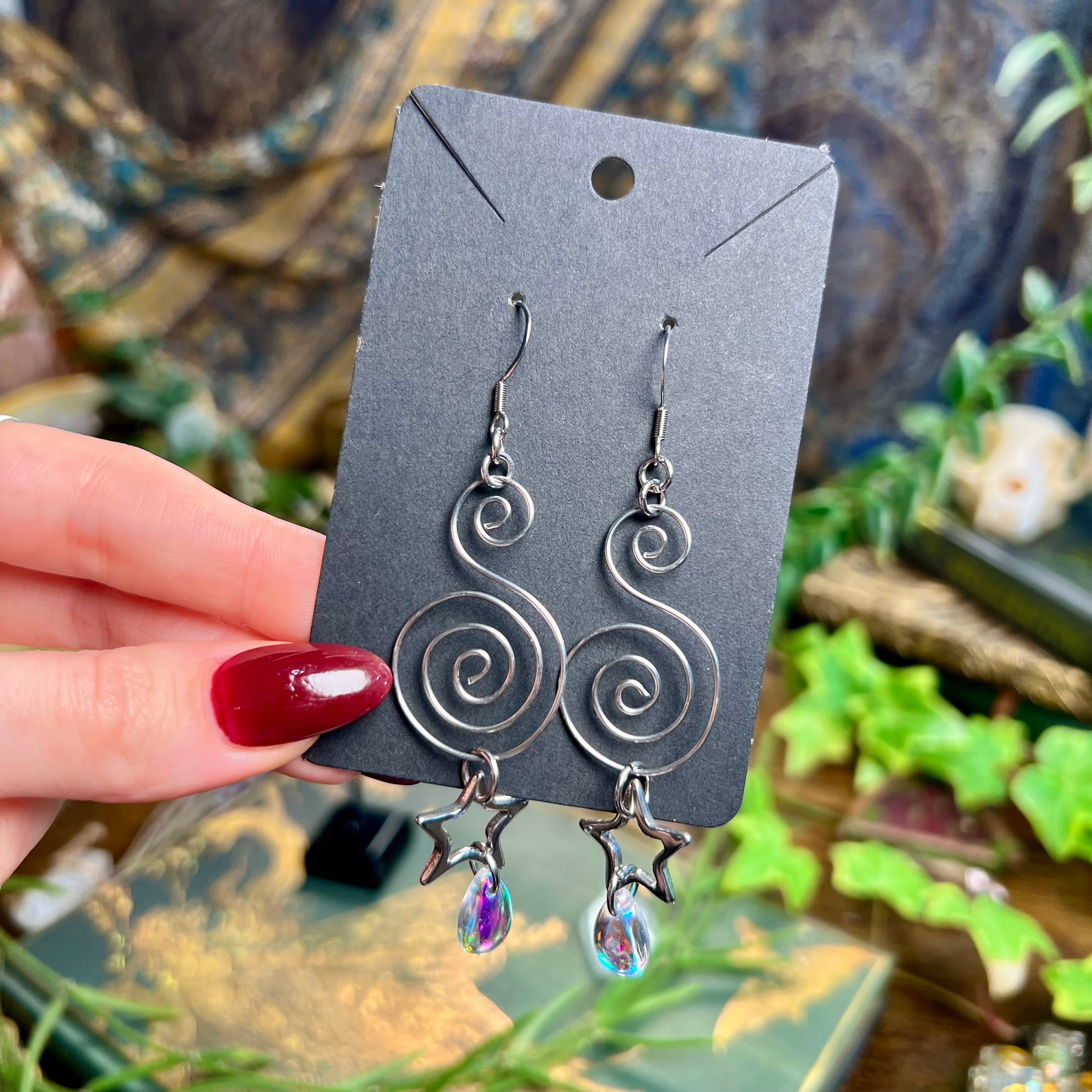 Spiral & Star Earrings