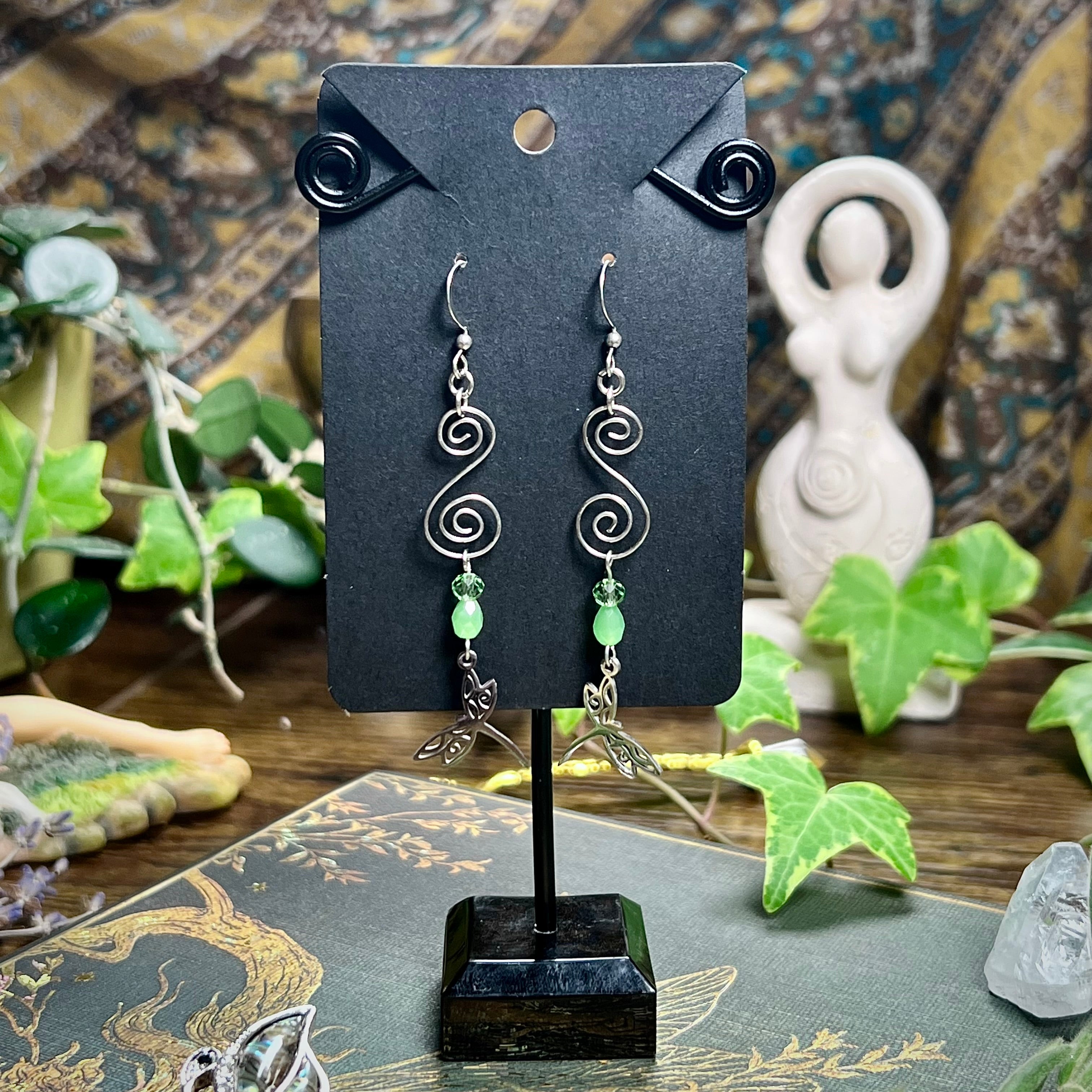 Spiral & Dragonfly Earrings