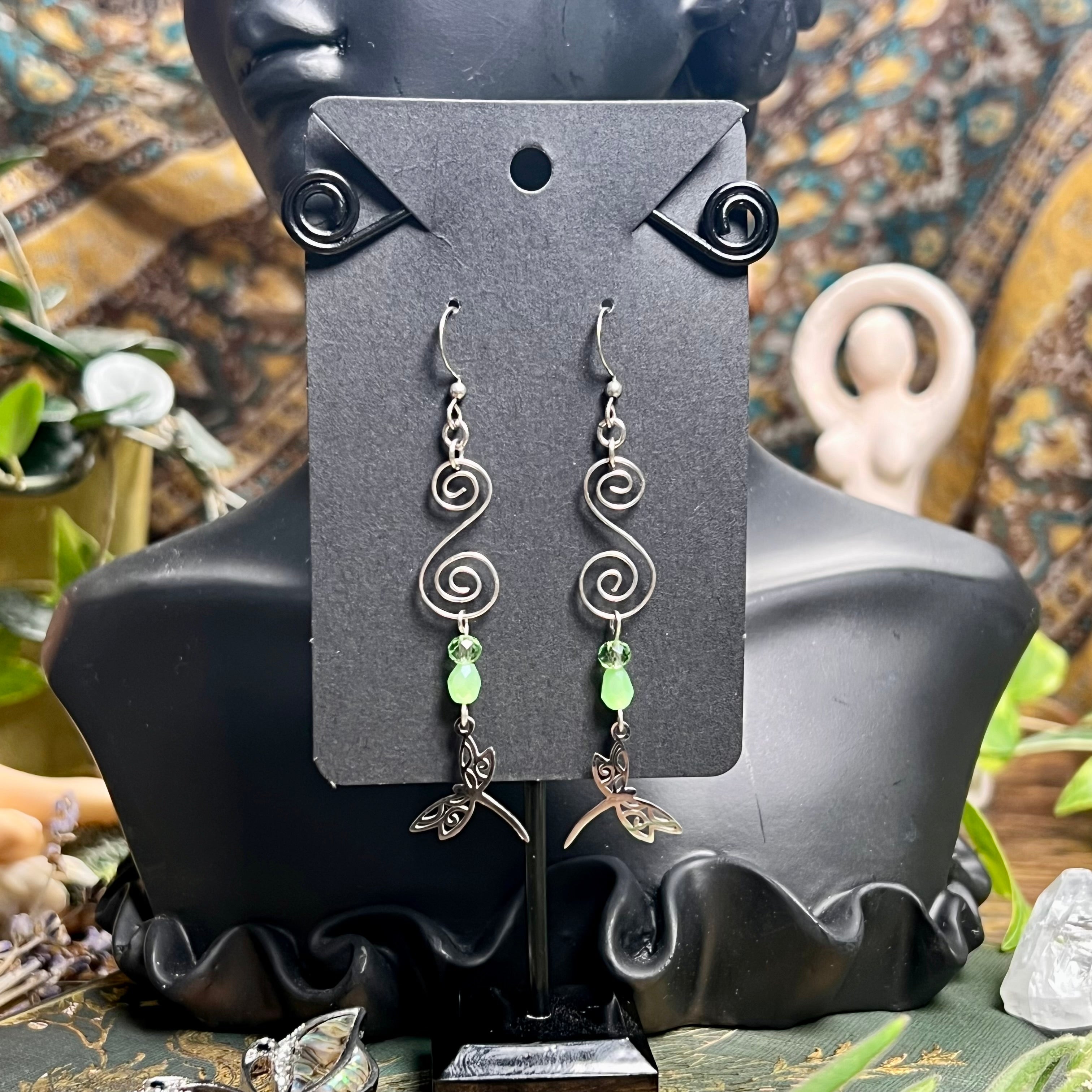 Spiral & Dragonfly Earrings