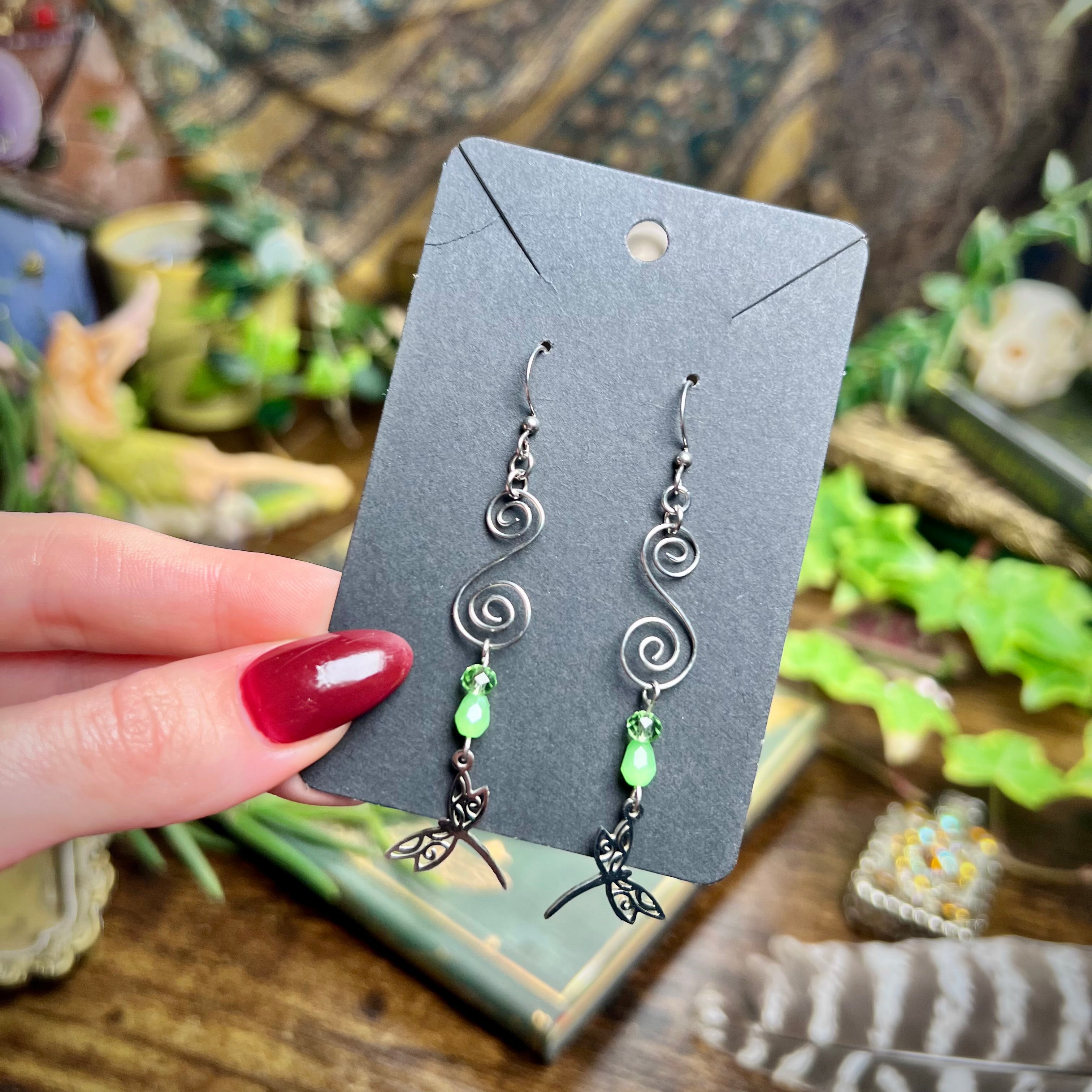 Spiral & Dragonfly Earrings