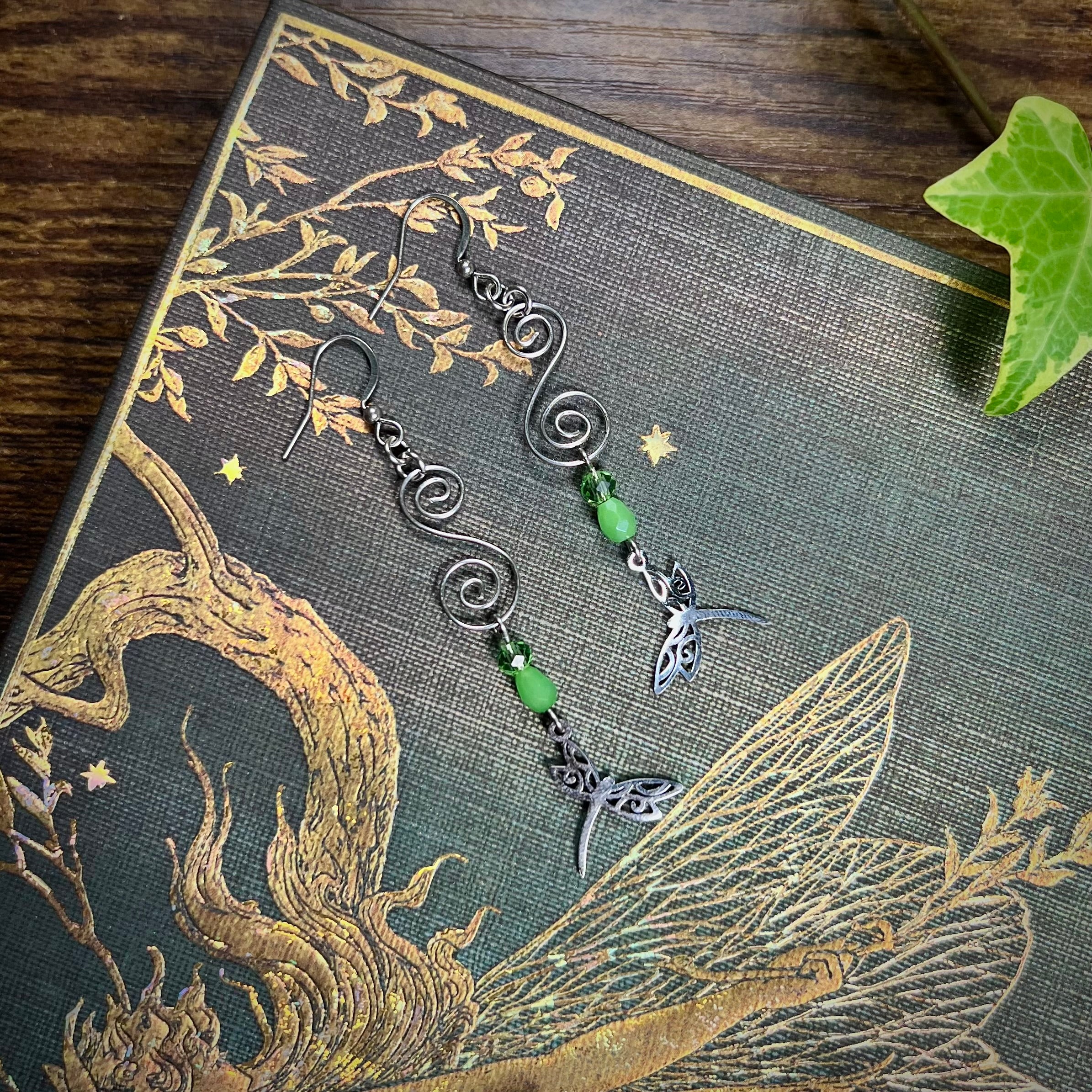 Spiral & Dragonfly Earrings