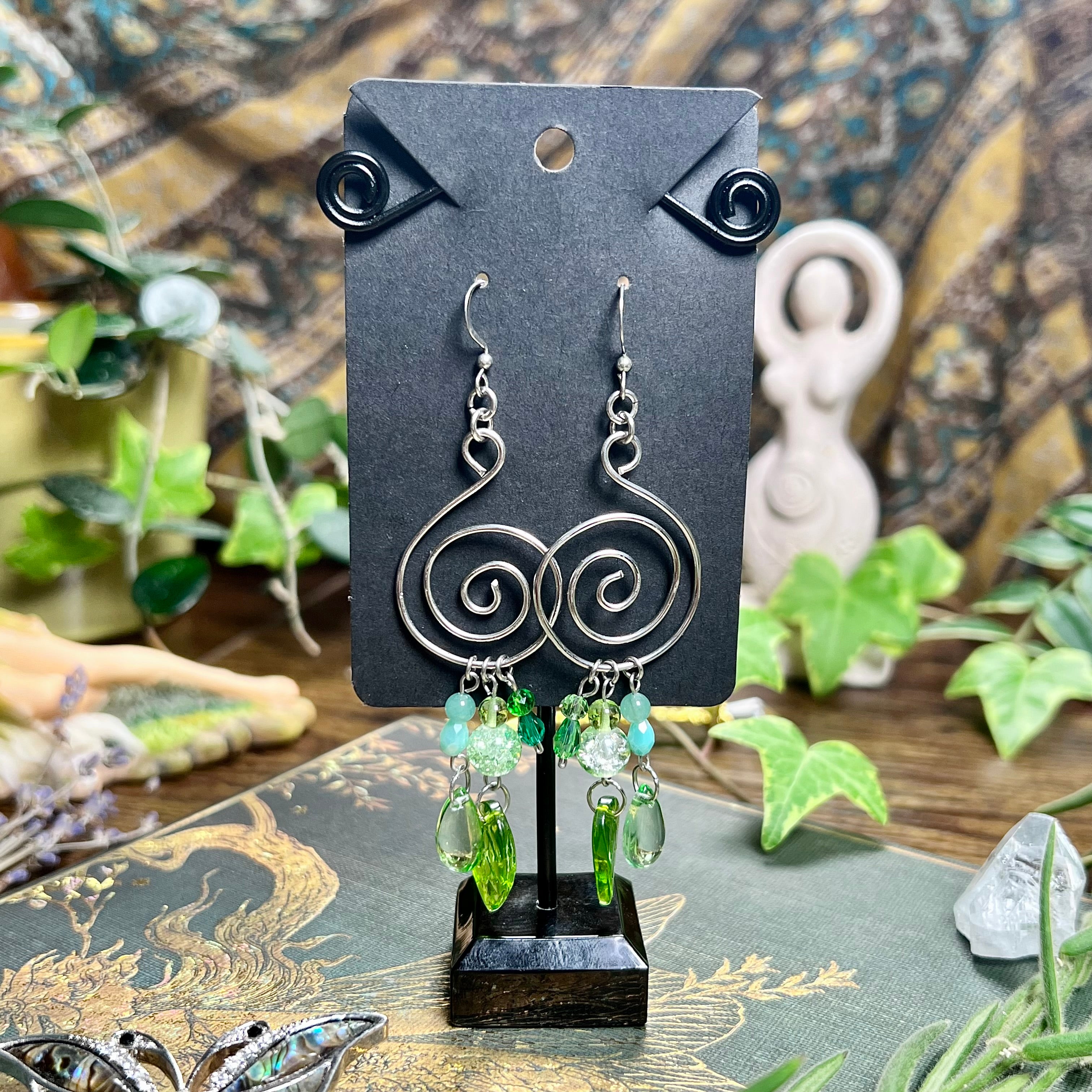 Spiral & Forest Dew Earrings