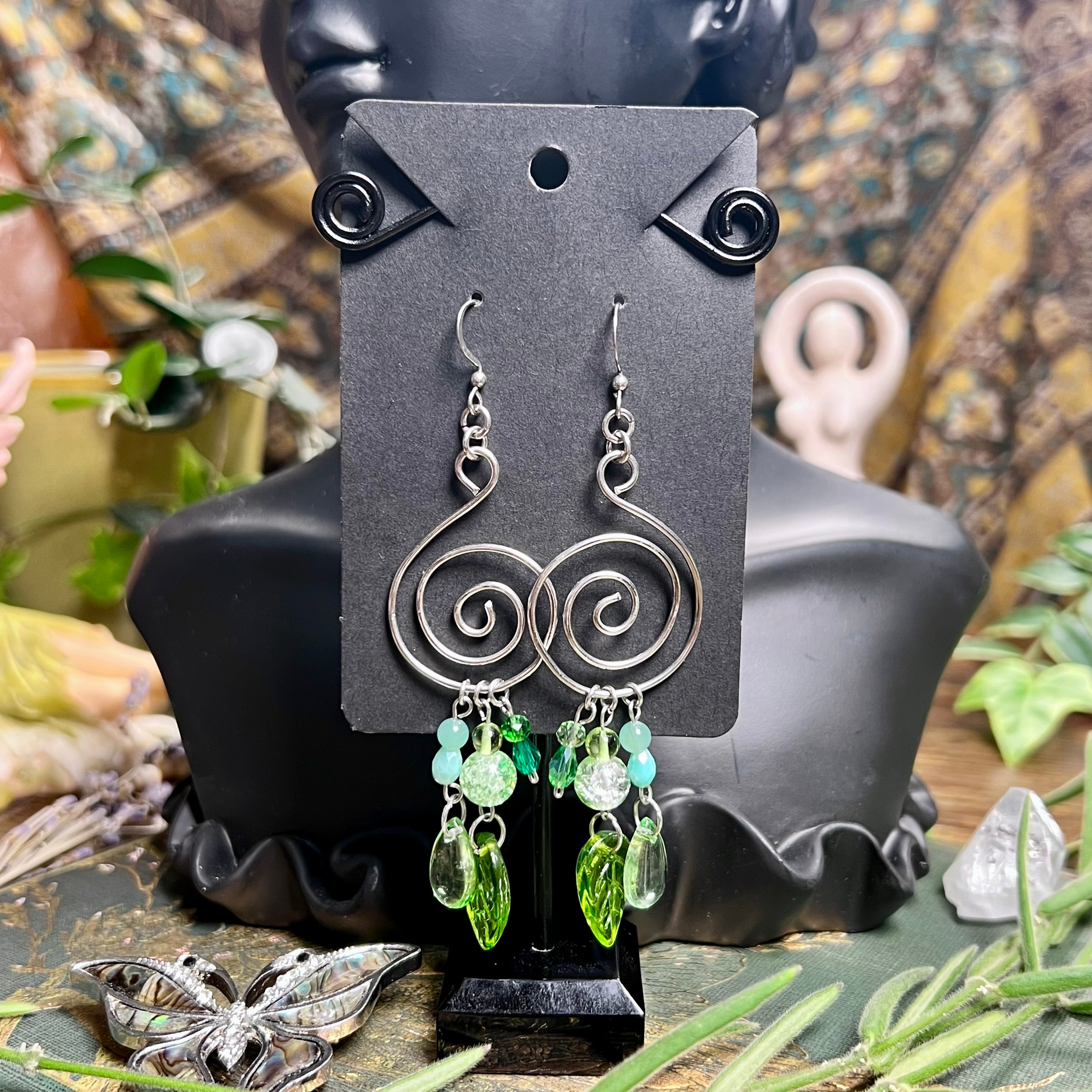 Spiral & Forest Dew Earrings