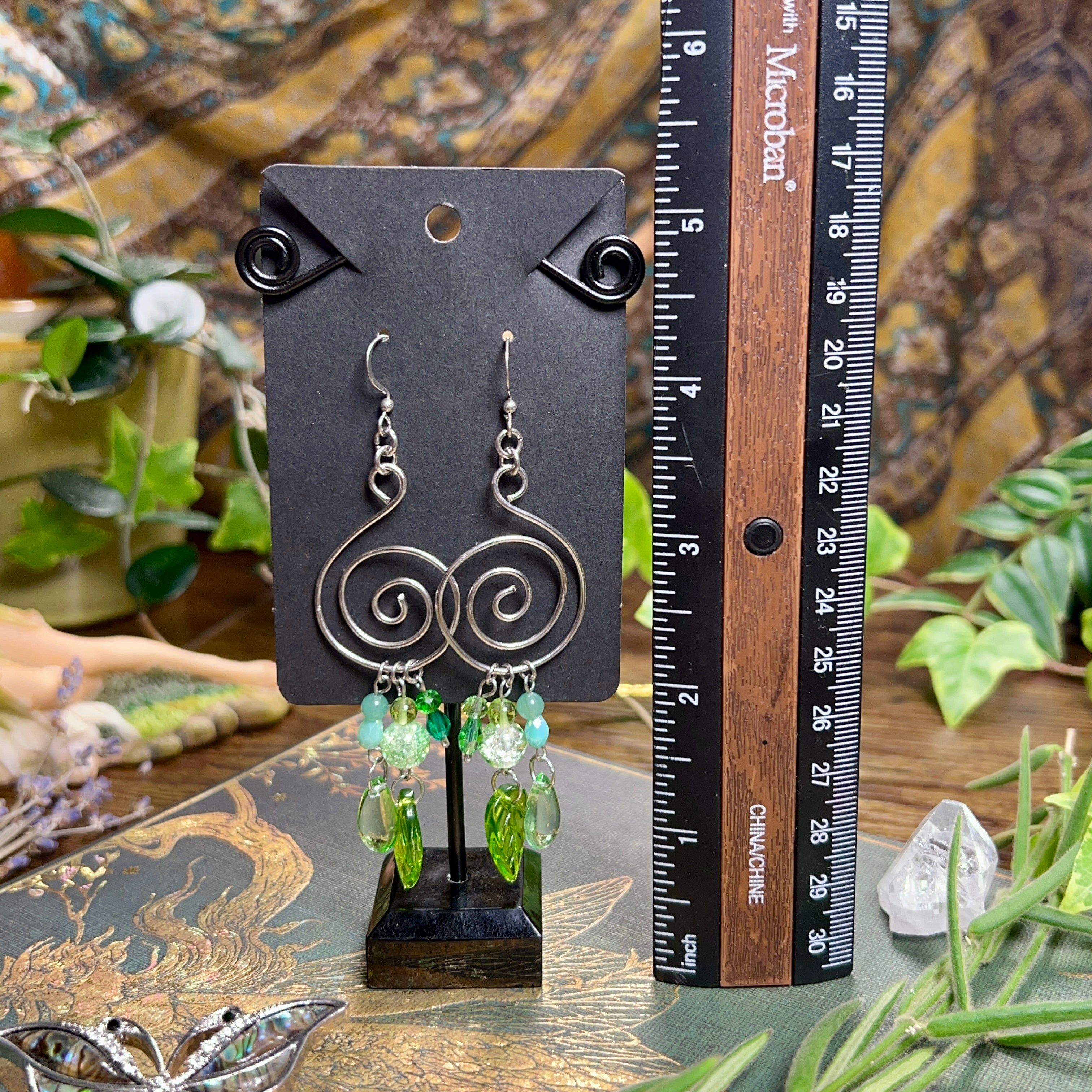 Spiral & Forest Dew Earrings