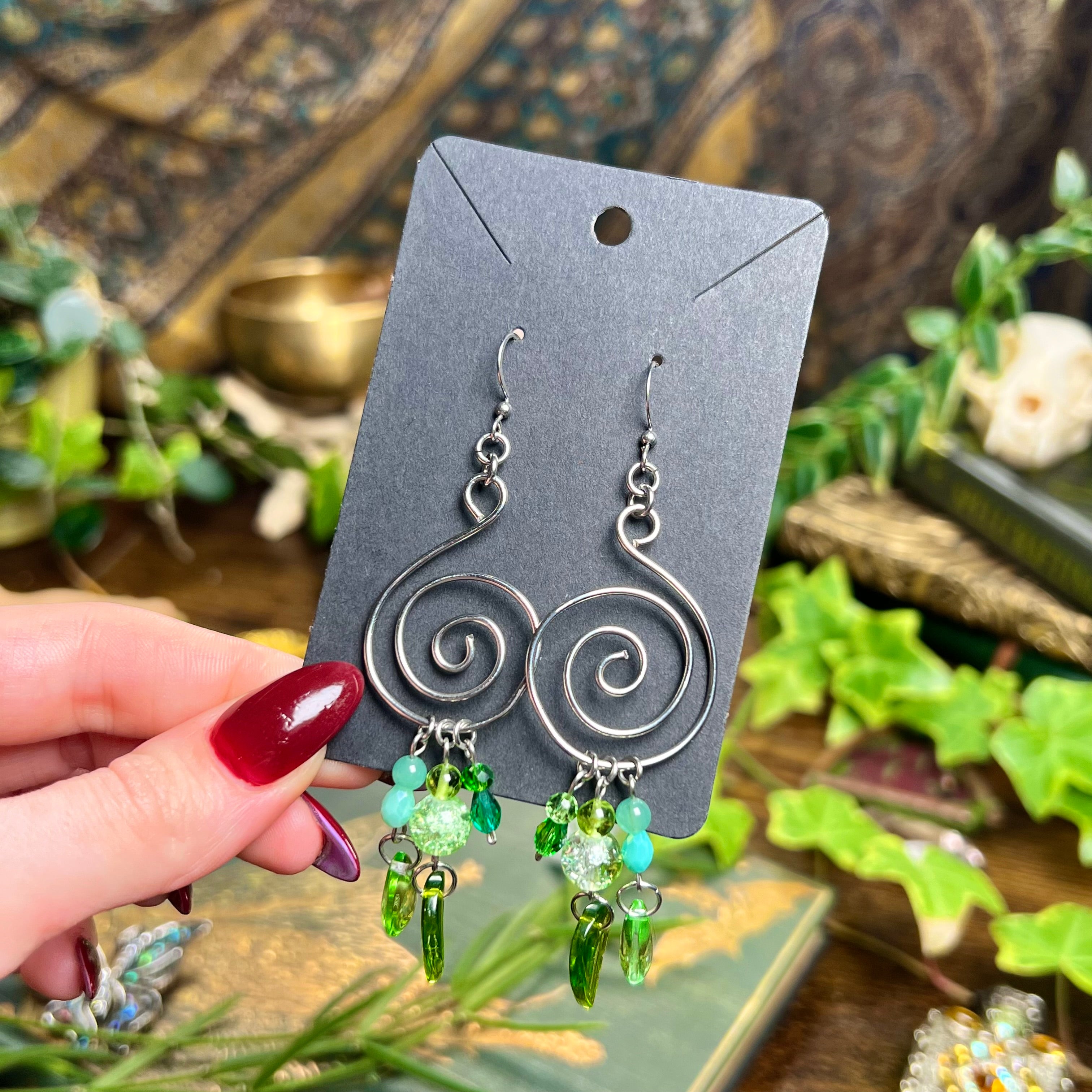 Spiral & Forest Dew Earrings