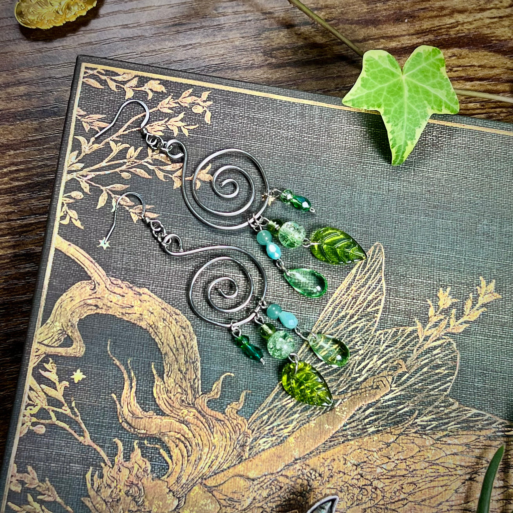 Spiral & Forest Dew Earrings
