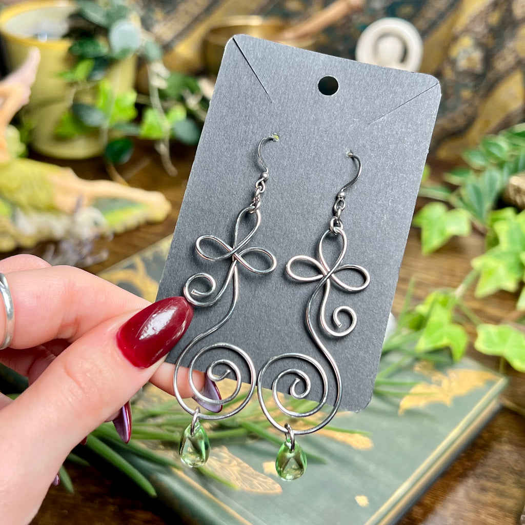 Clover Spiral & Dew Earrings
