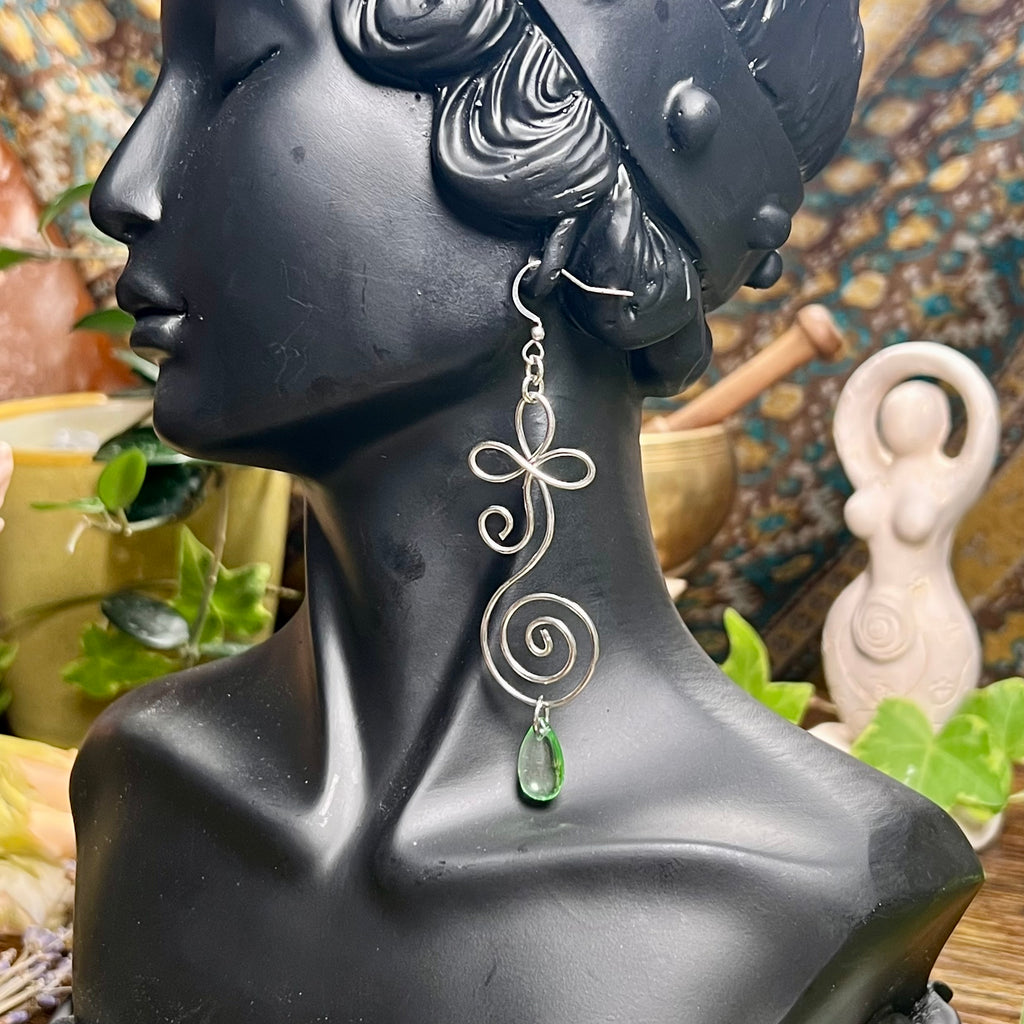 Clover Spiral & Dew Earrings