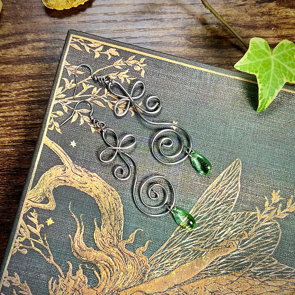 Clover Spiral & Dew Earrings