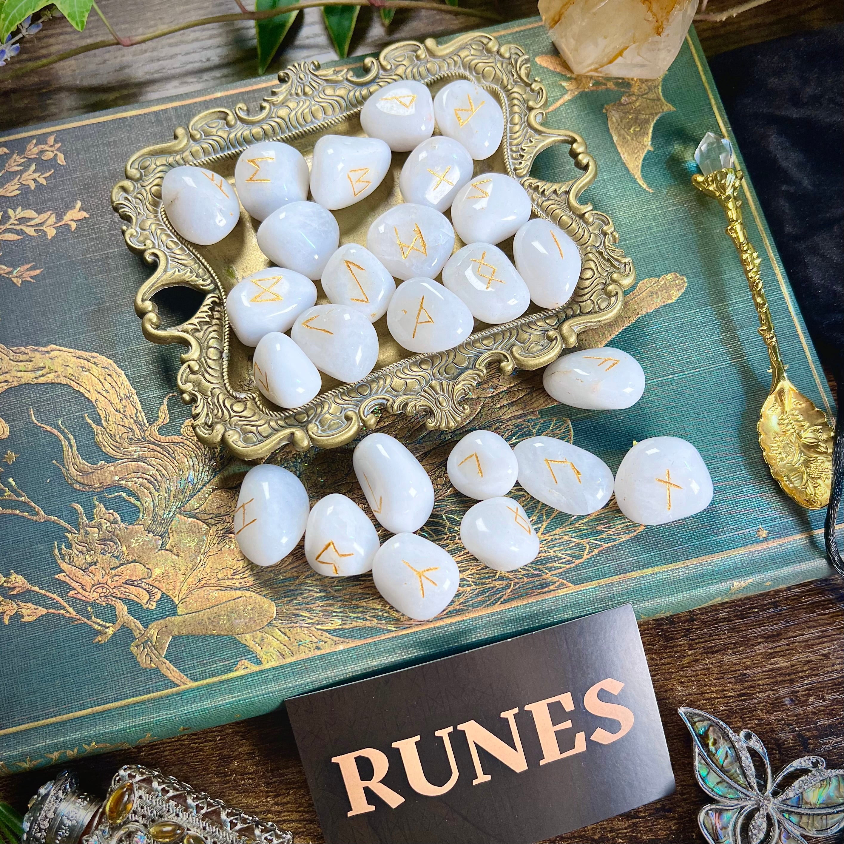 Runes - White Agate Crystal Tumbles