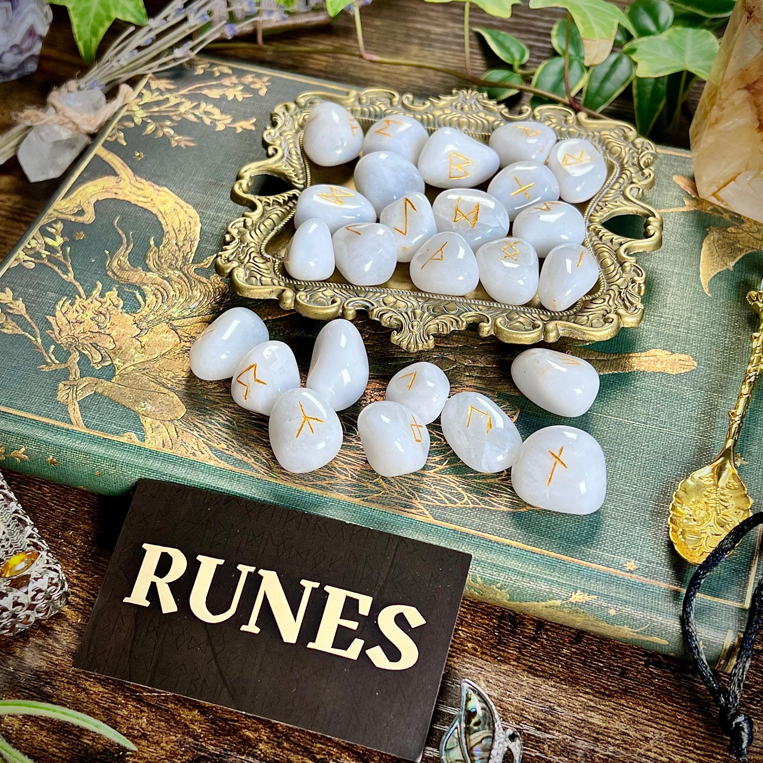 Runes - White Agate Crystal Tumbles