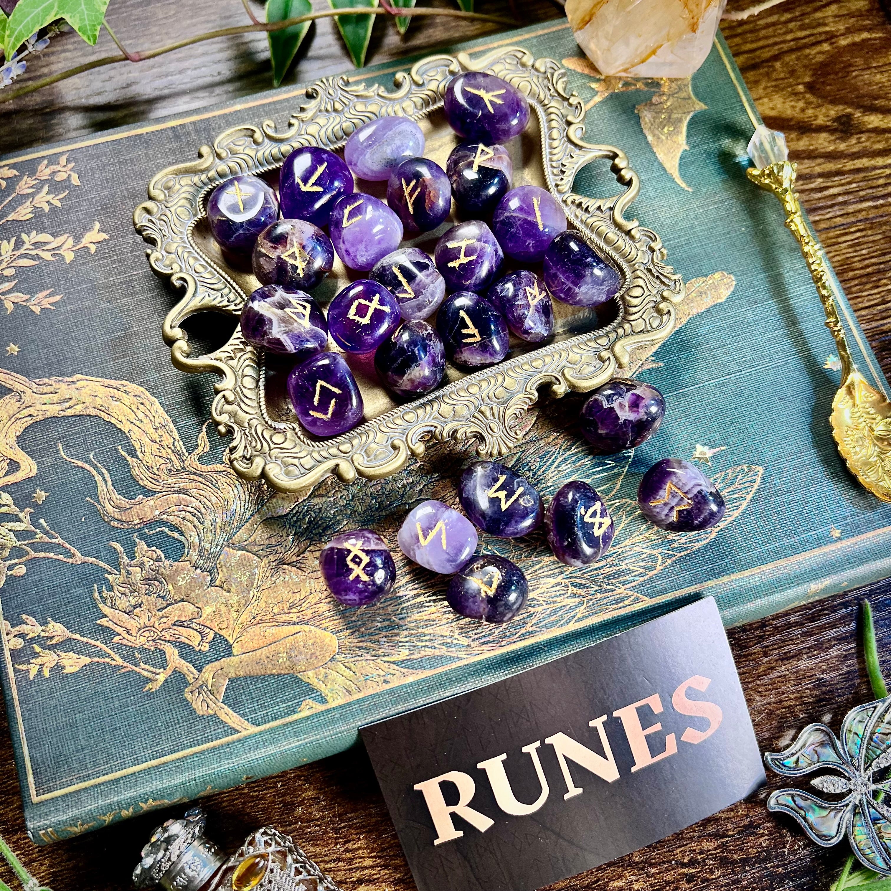 Runes - Amethyst Crystal Tumbles
