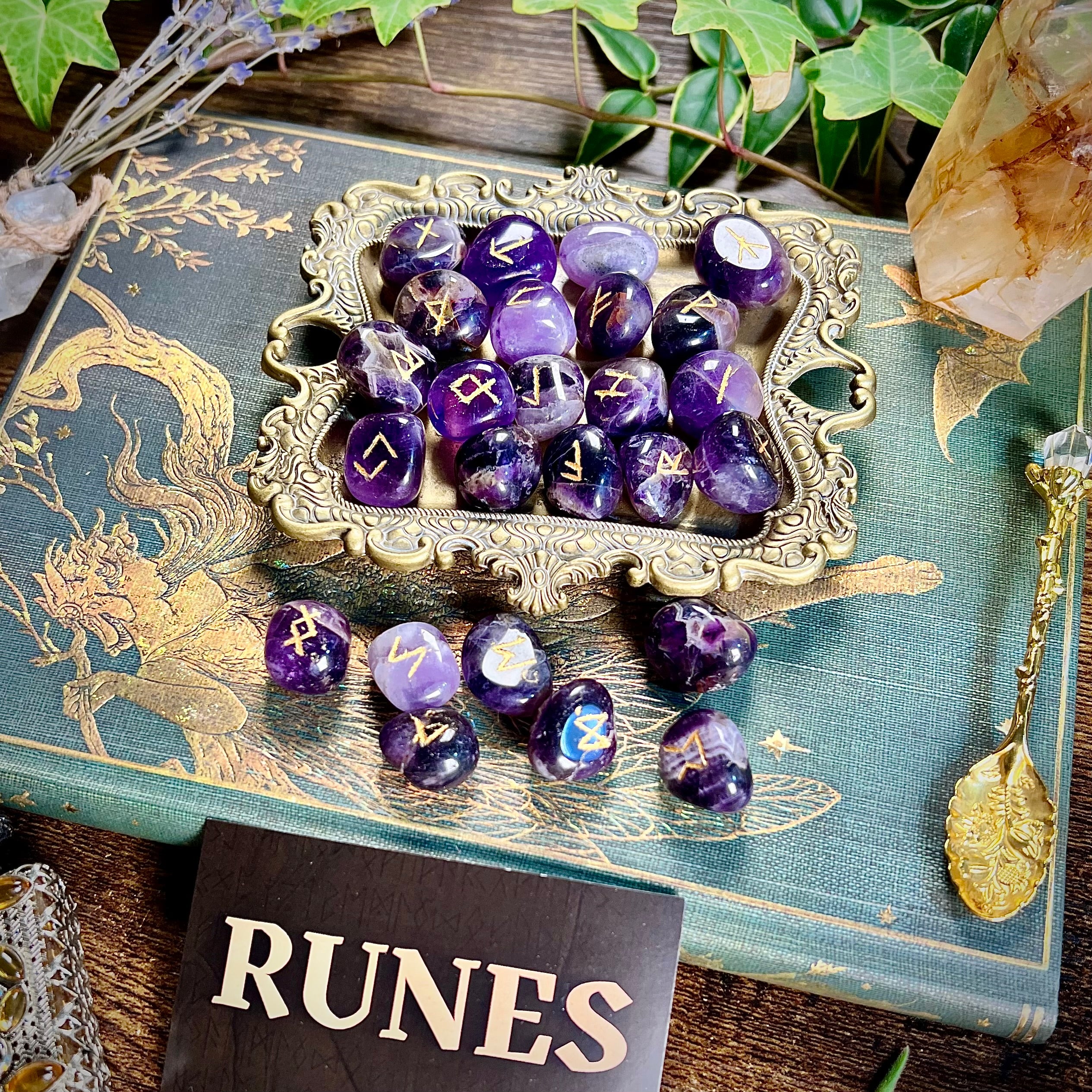 Runes - Amethyst Crystal Tumbles