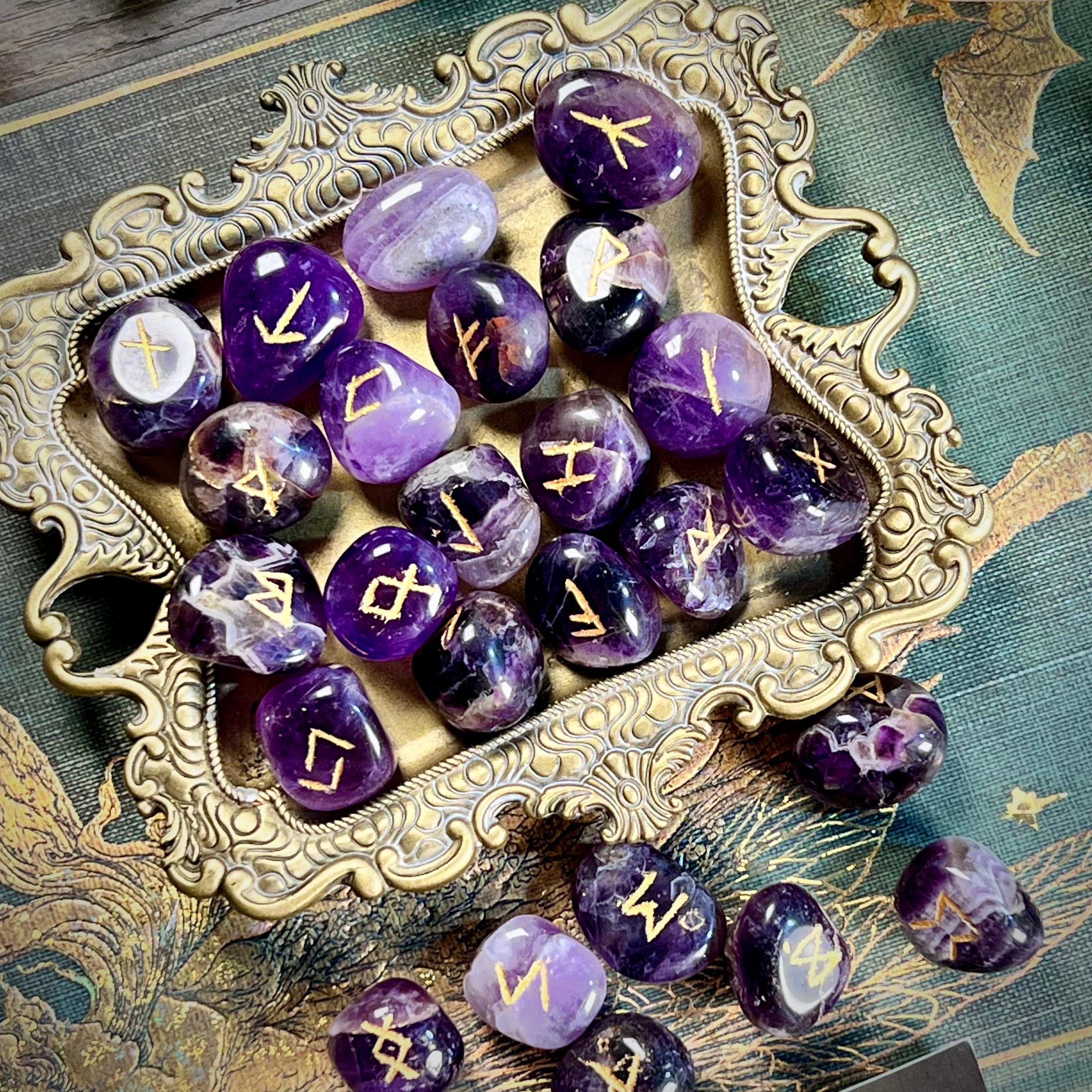 Runes - Amethyst Crystal Tumbles