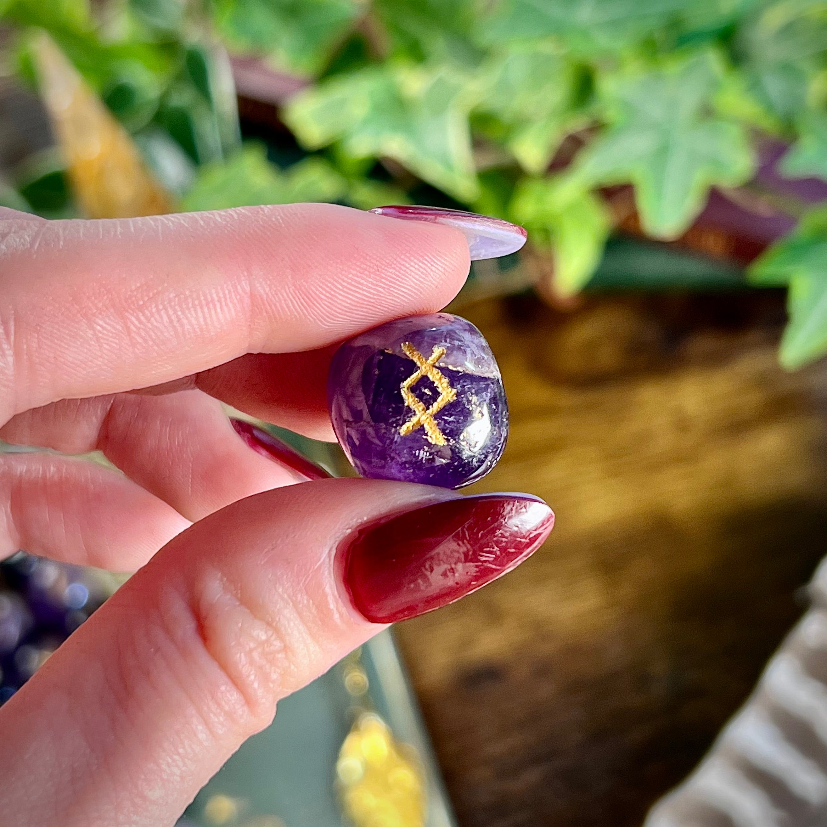 Runes - Amethyst Crystal Tumbles
