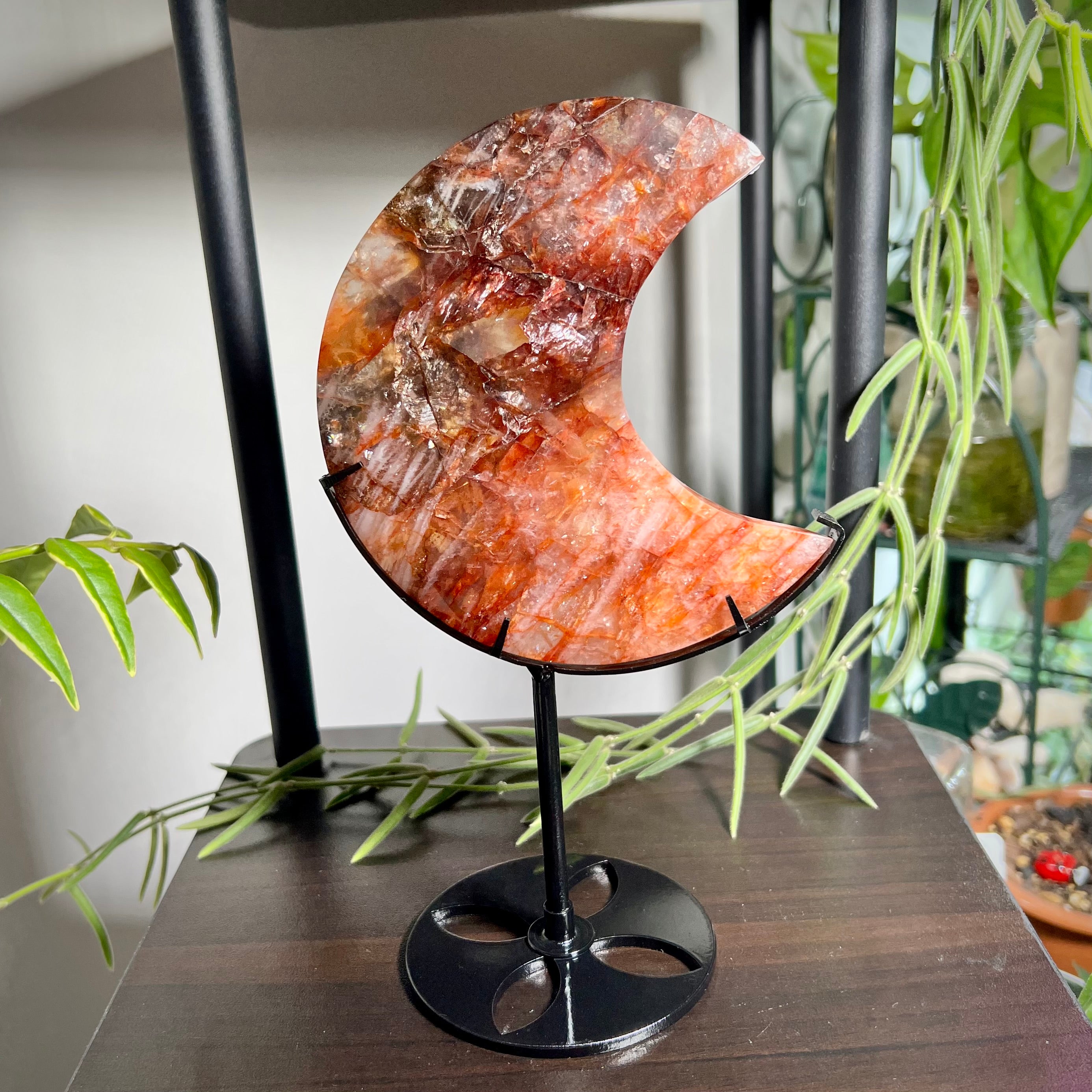 Fire Quartz Crescent Moon