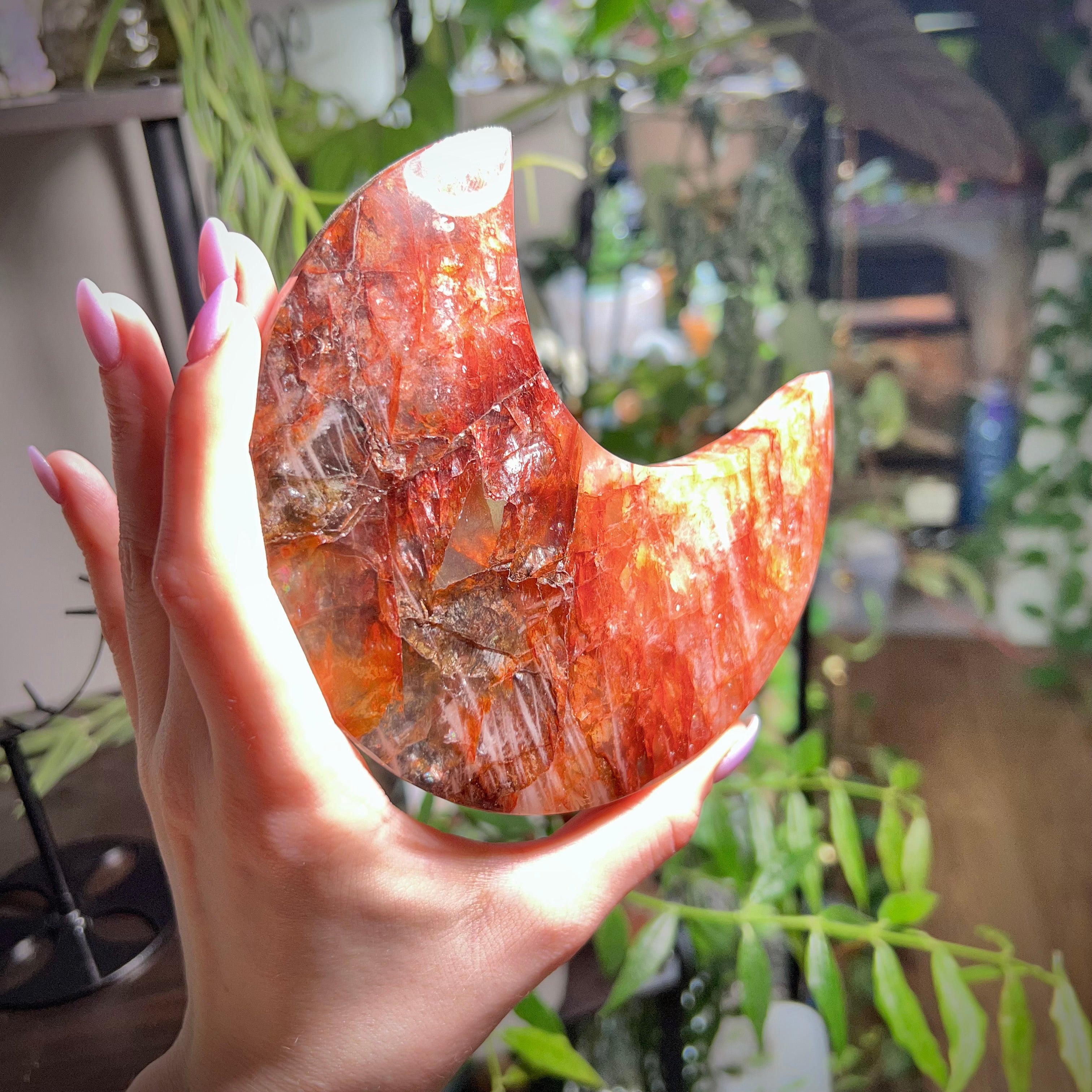 Fire Quartz Crescent Moon