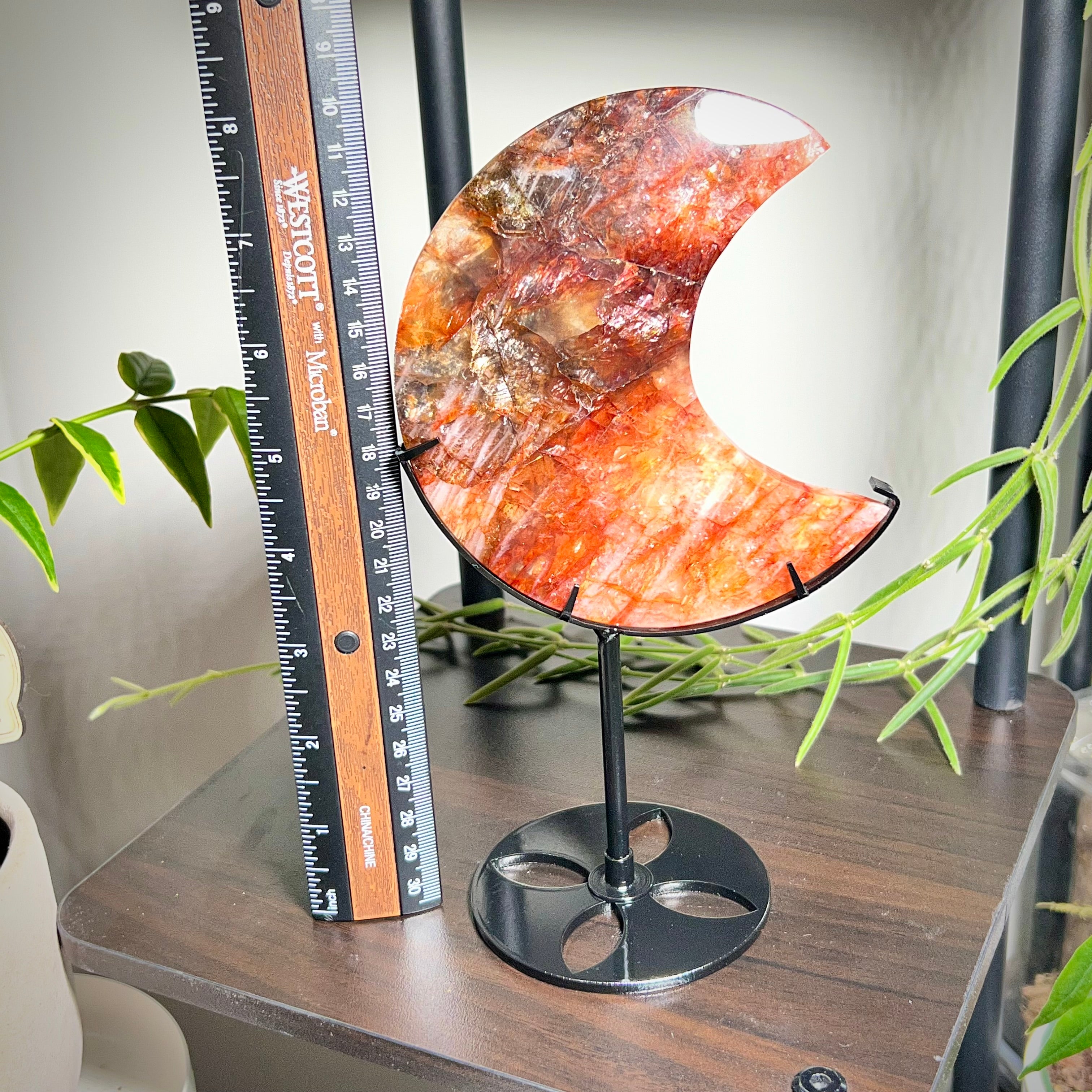 Fire Quartz Crescent Moon