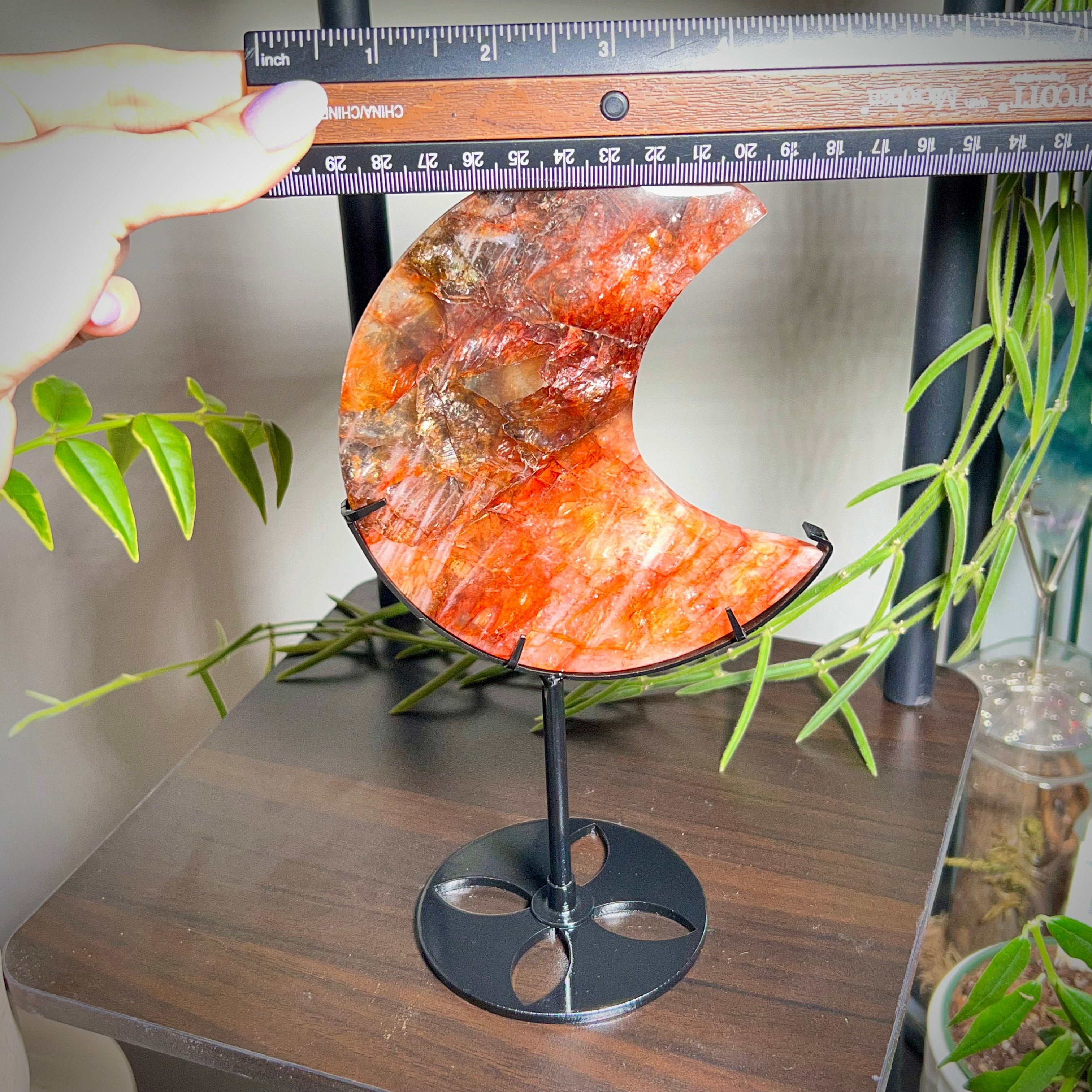 Fire Quartz Crescent Moon