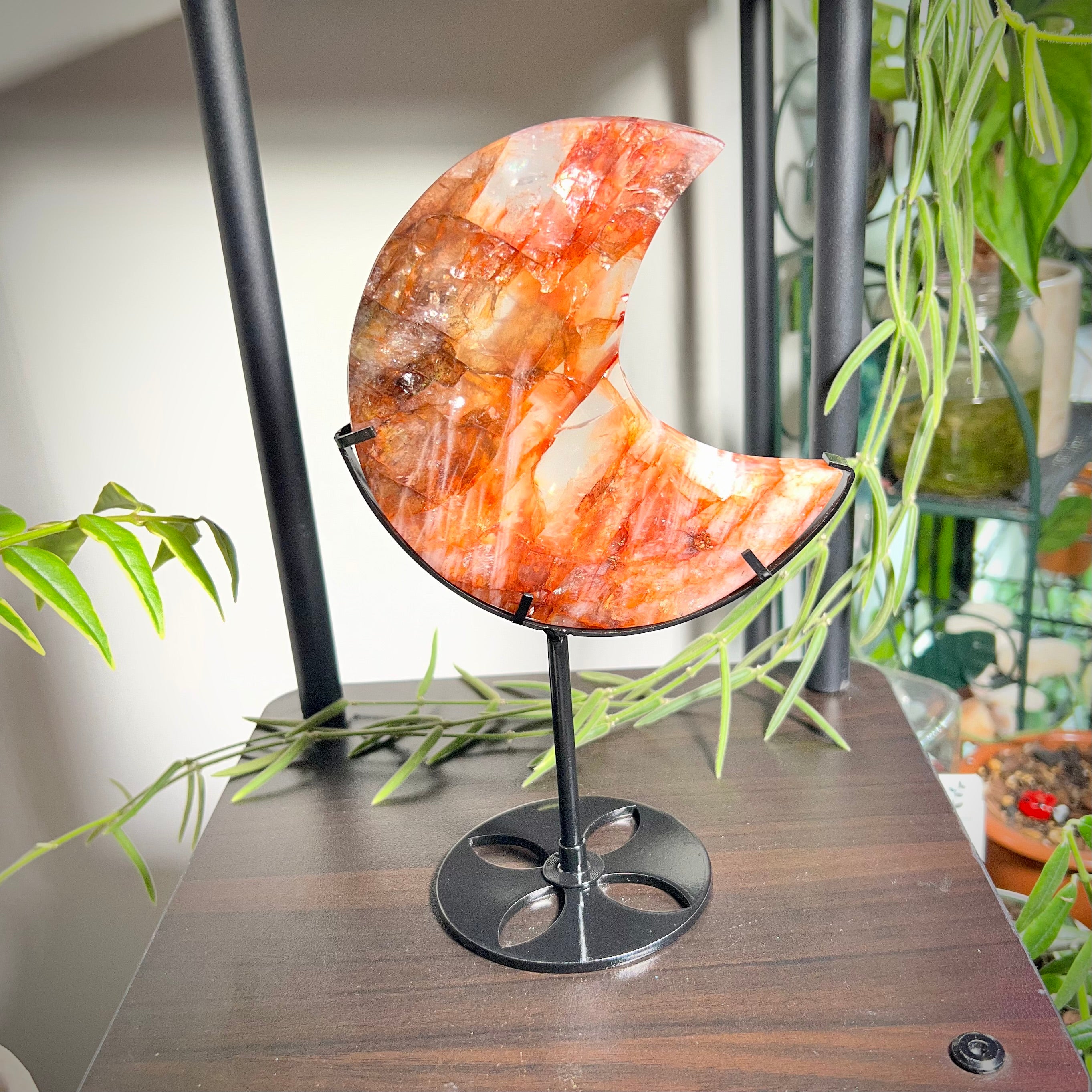Fire Quartz Crescent Moon