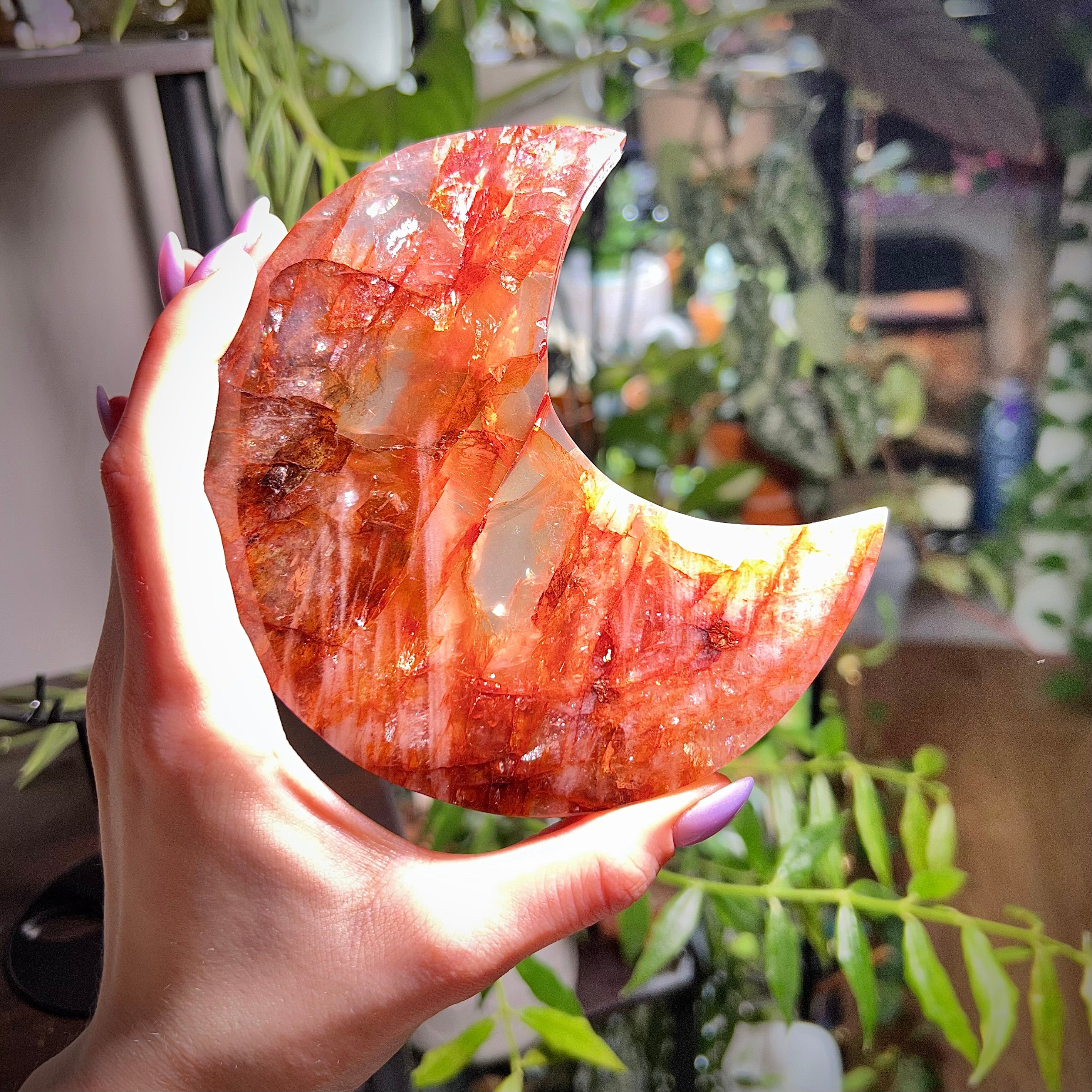 Fire Quartz Crescent Moon