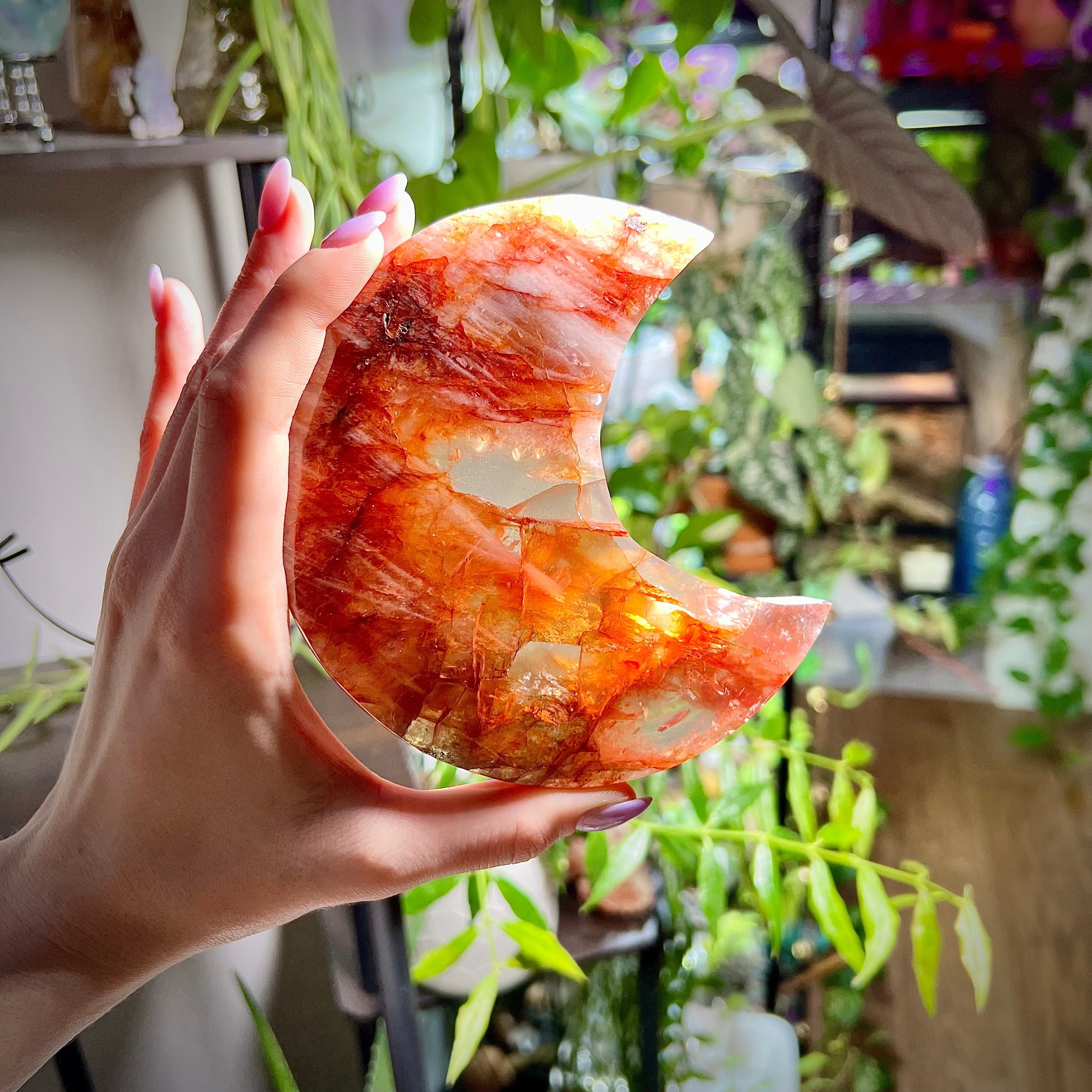 Fire Quartz Crescent Moon