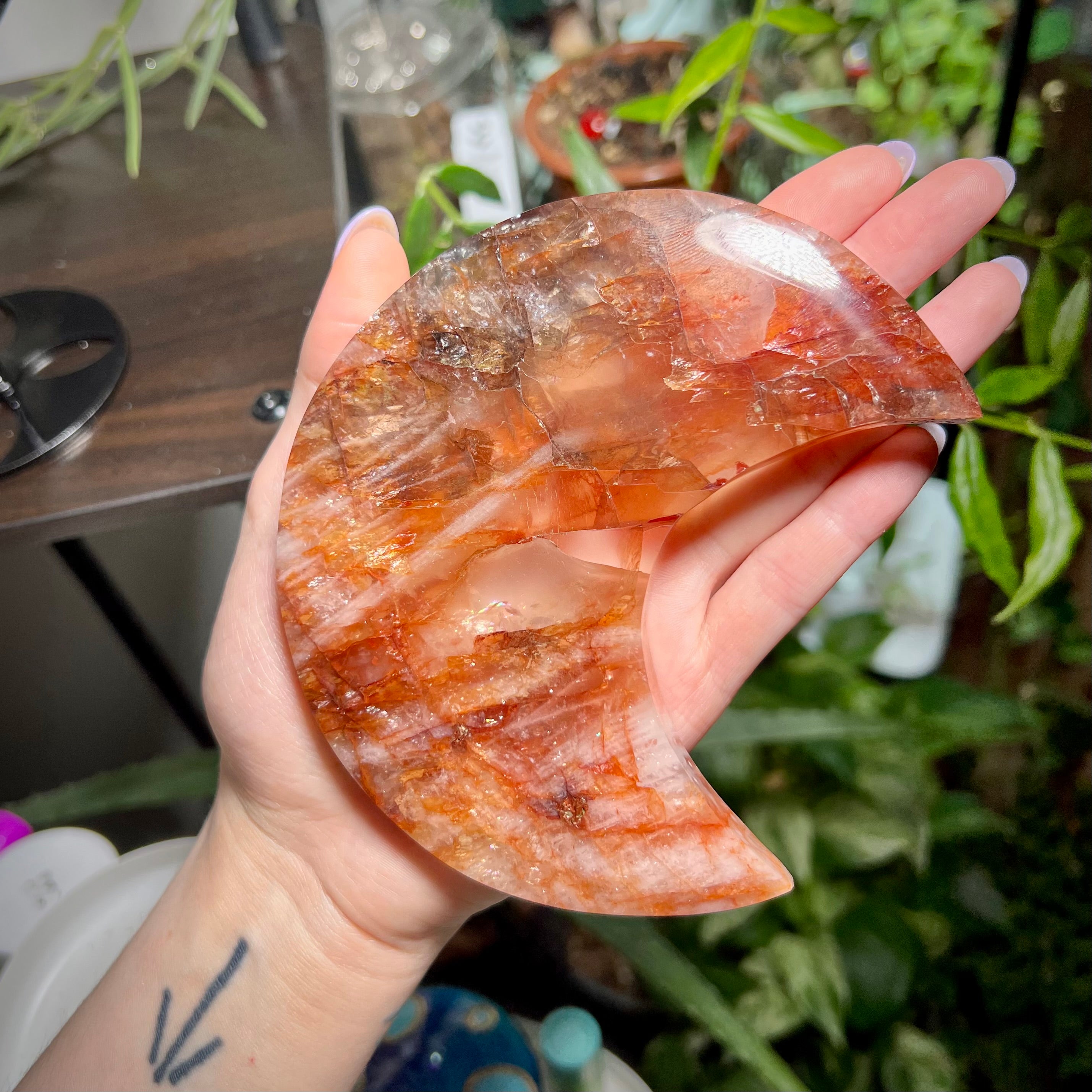 Fire Quartz Crescent Moon