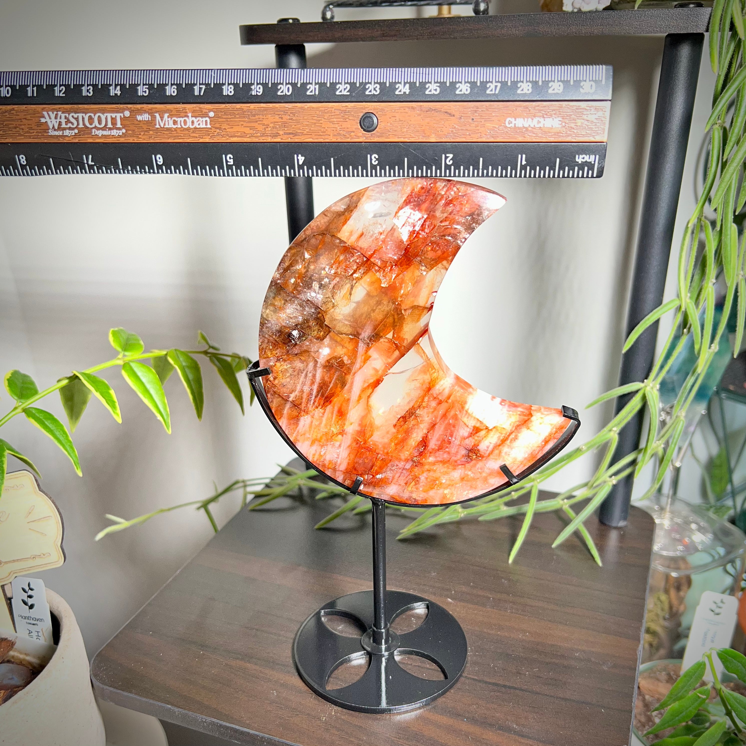Fire Quartz Crescent Moon