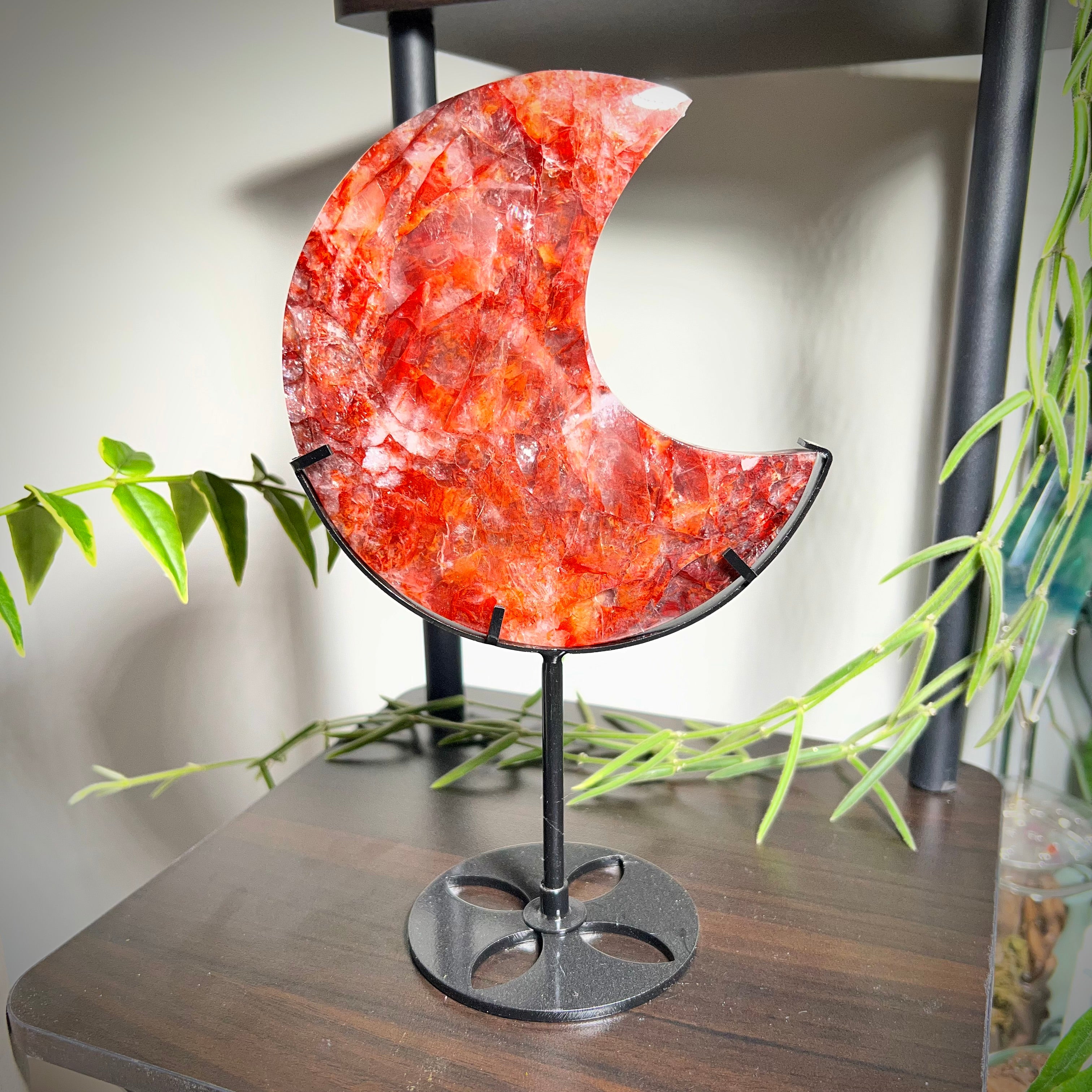 Fire Quartz Crescent Moon