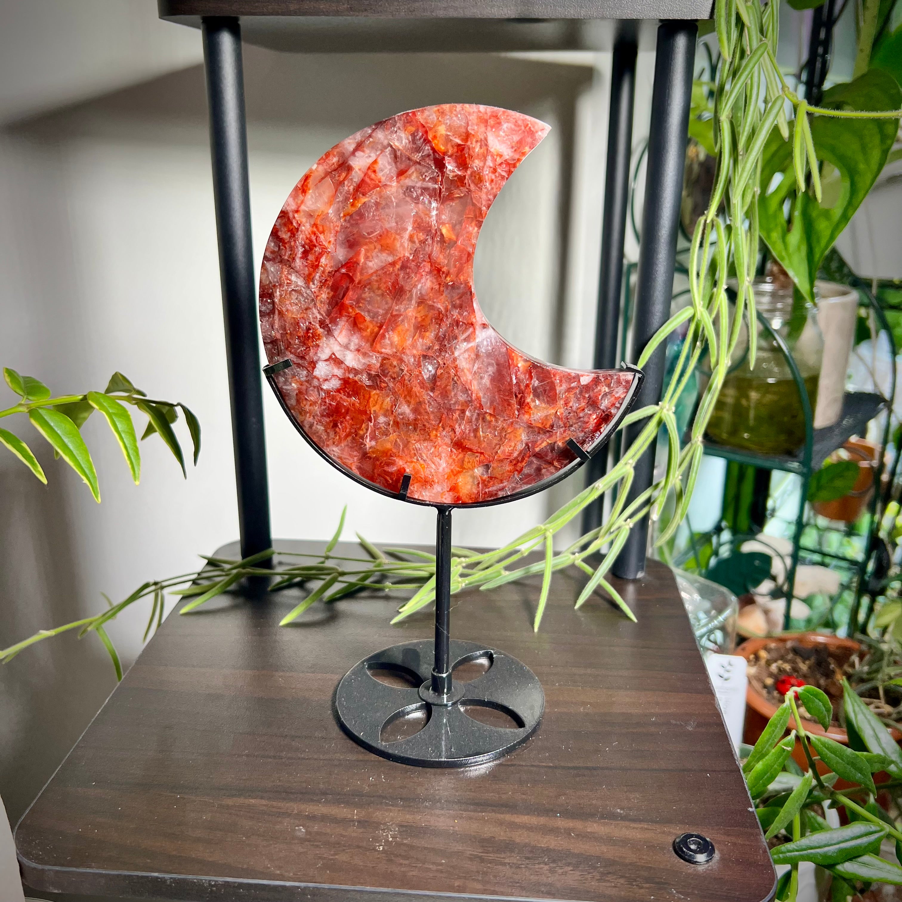 Fire Quartz Crescent Moon