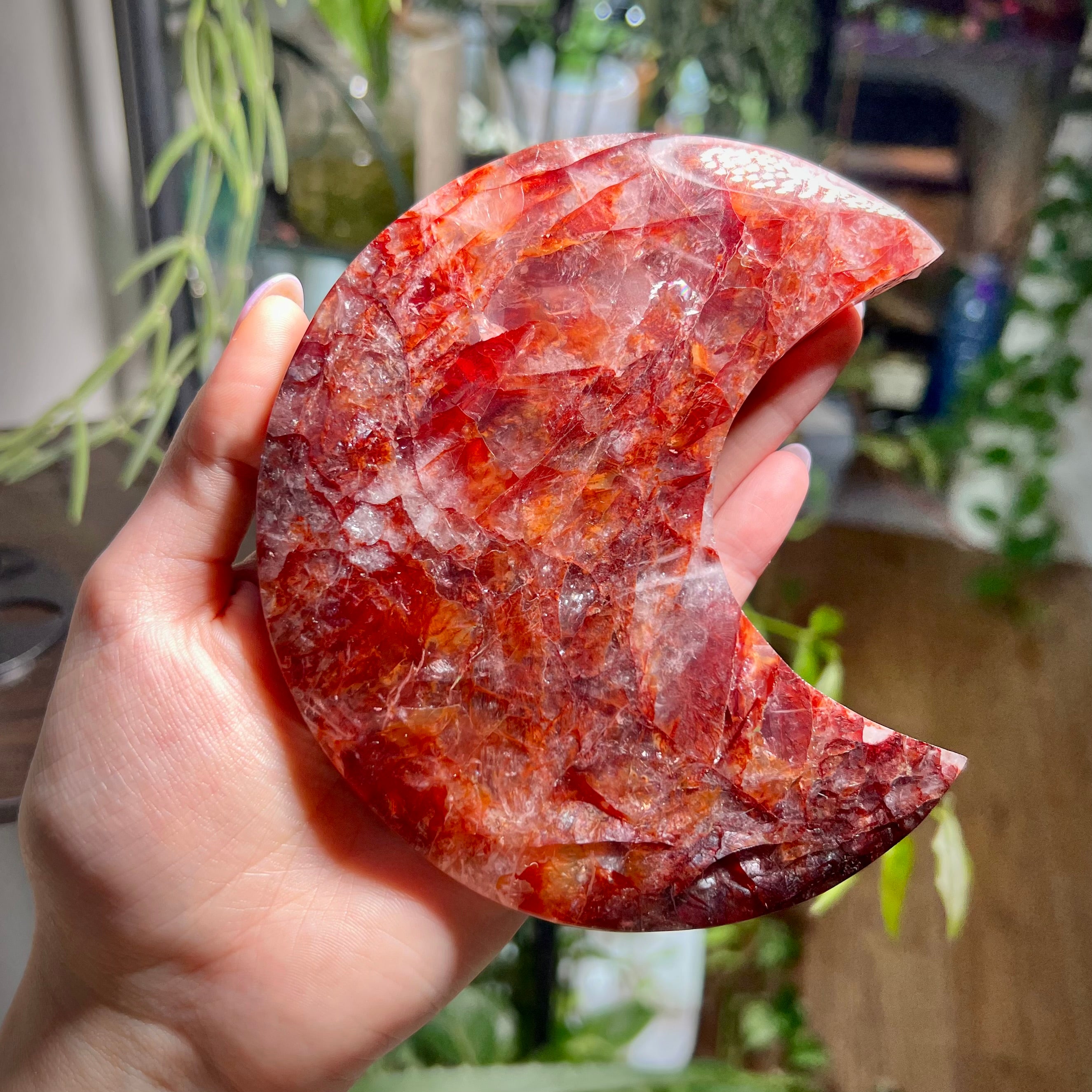 Fire Quartz Crescent Moon