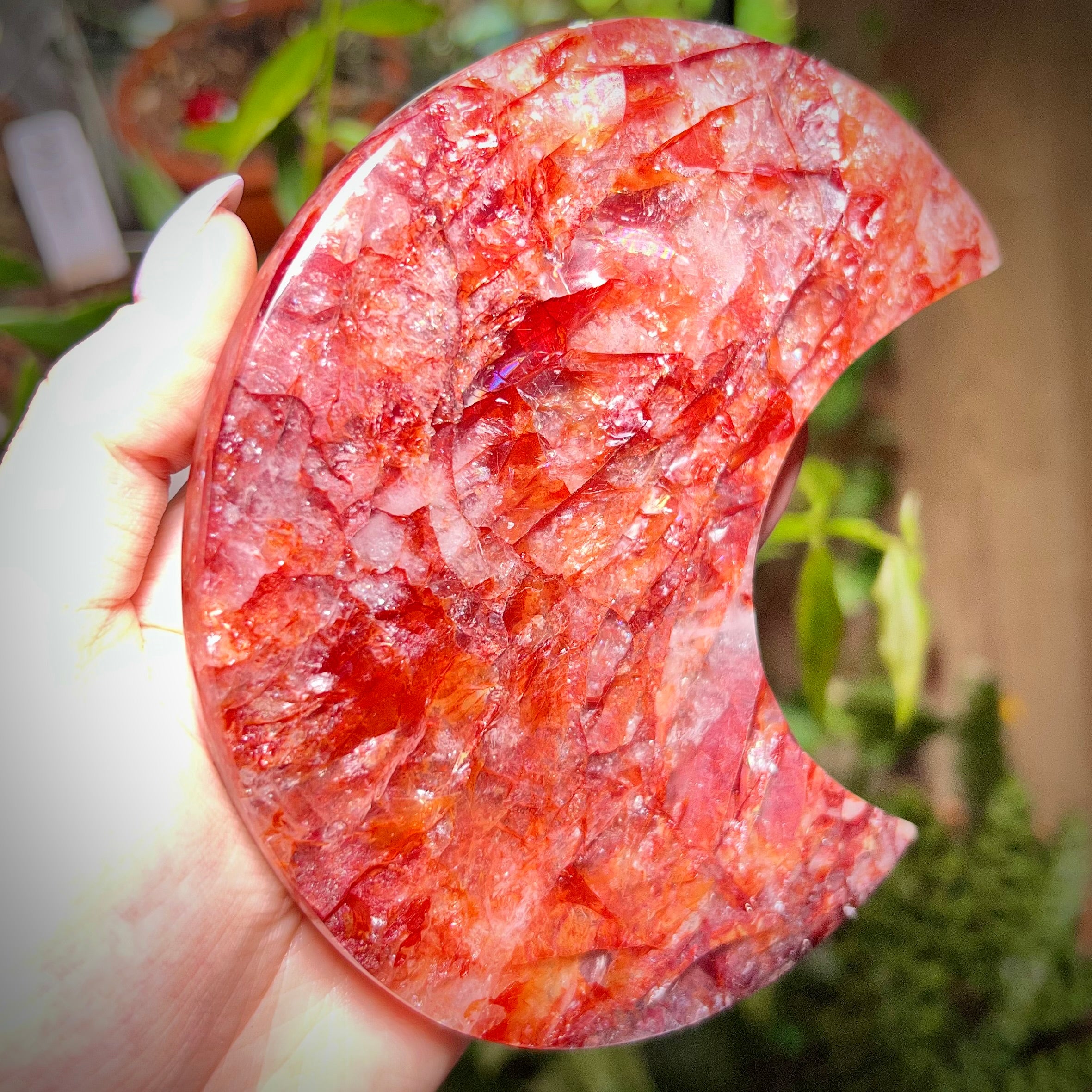 Fire Quartz Crescent Moon