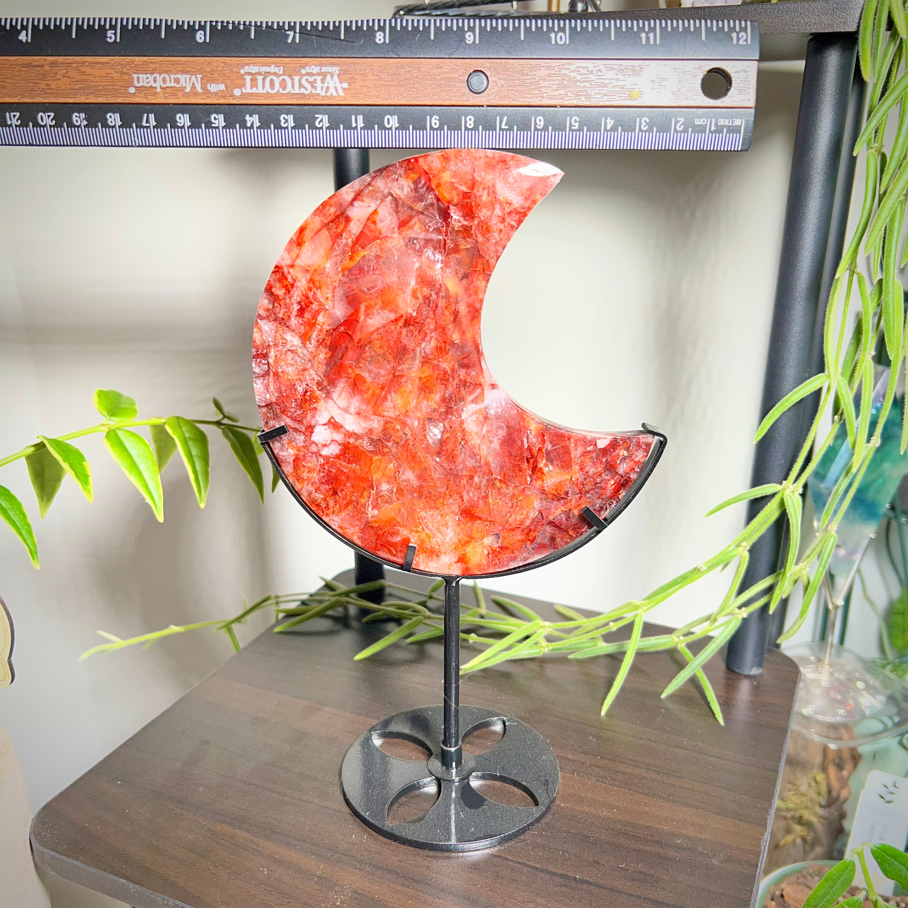 Fire Quartz Crescent Moon