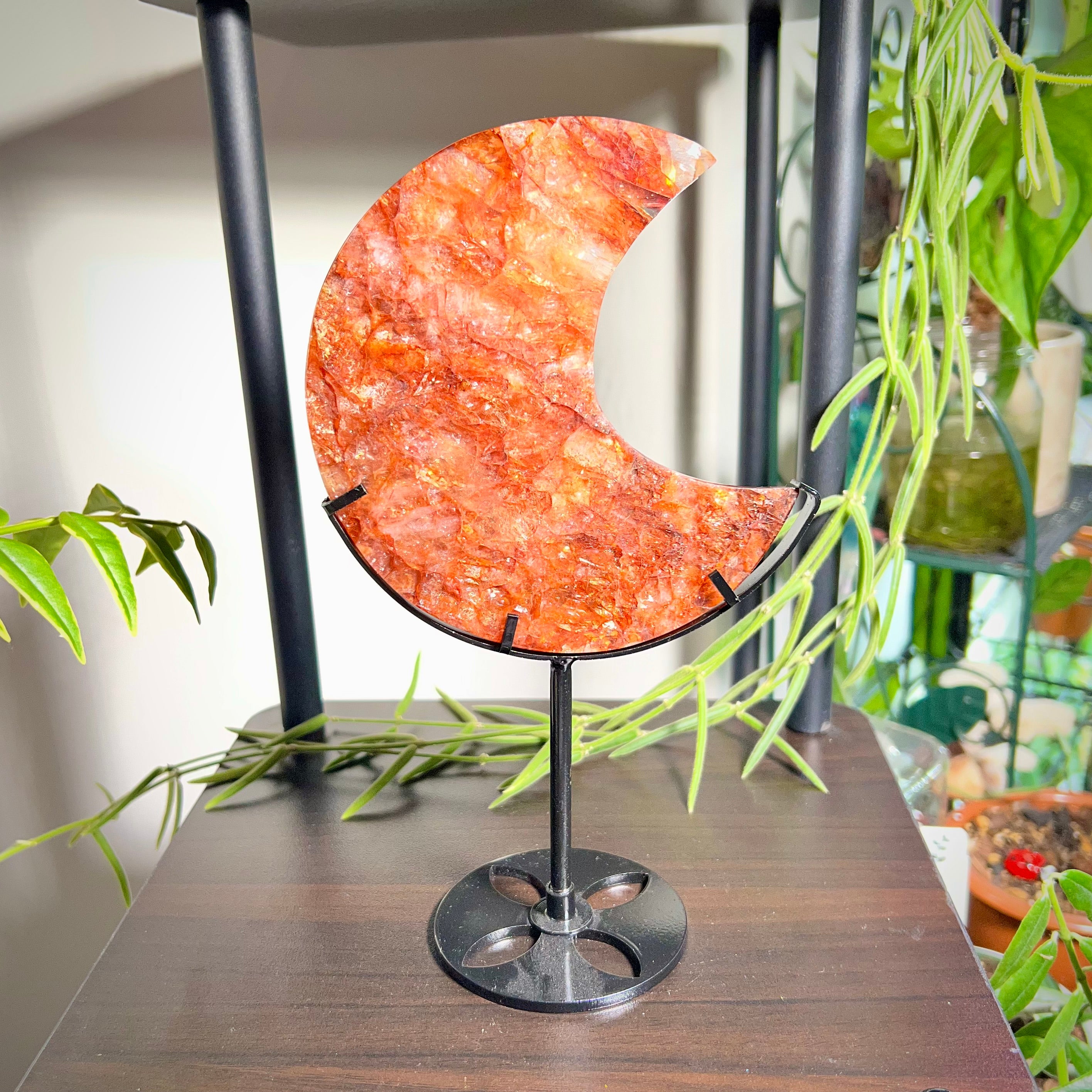 Fire Quartz Crescent Moon