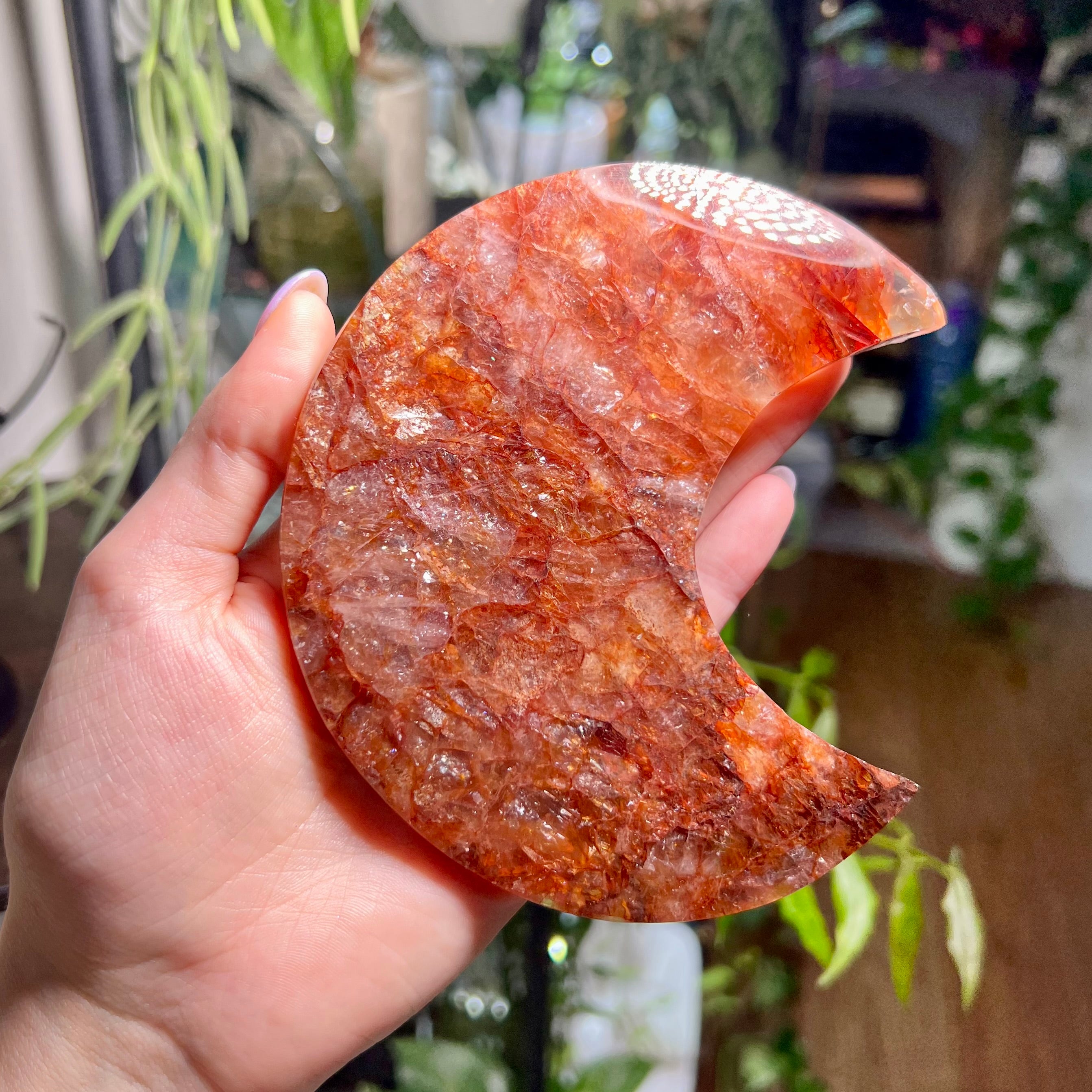 Fire Quartz Crescent Moon