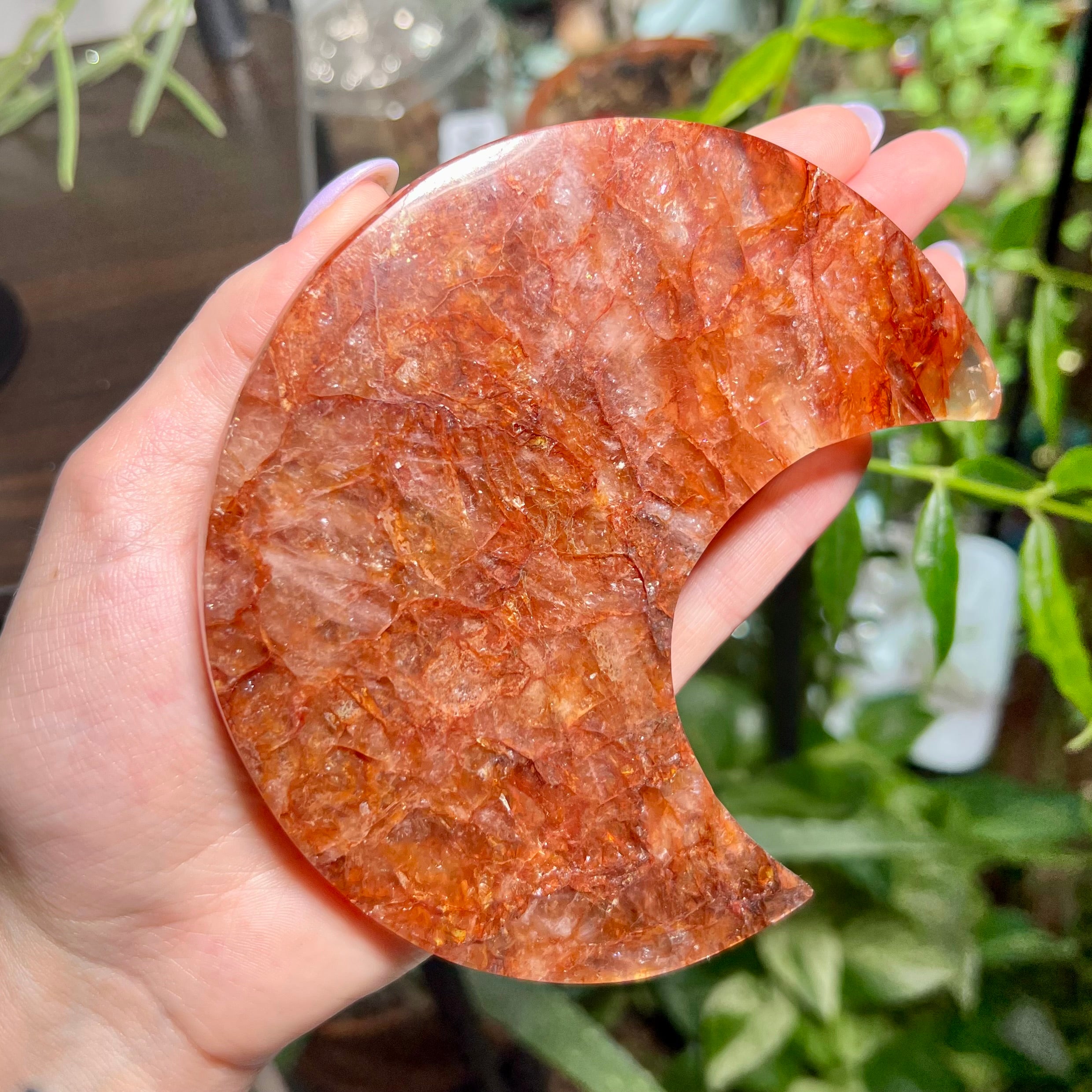 Fire Quartz Crescent Moon
