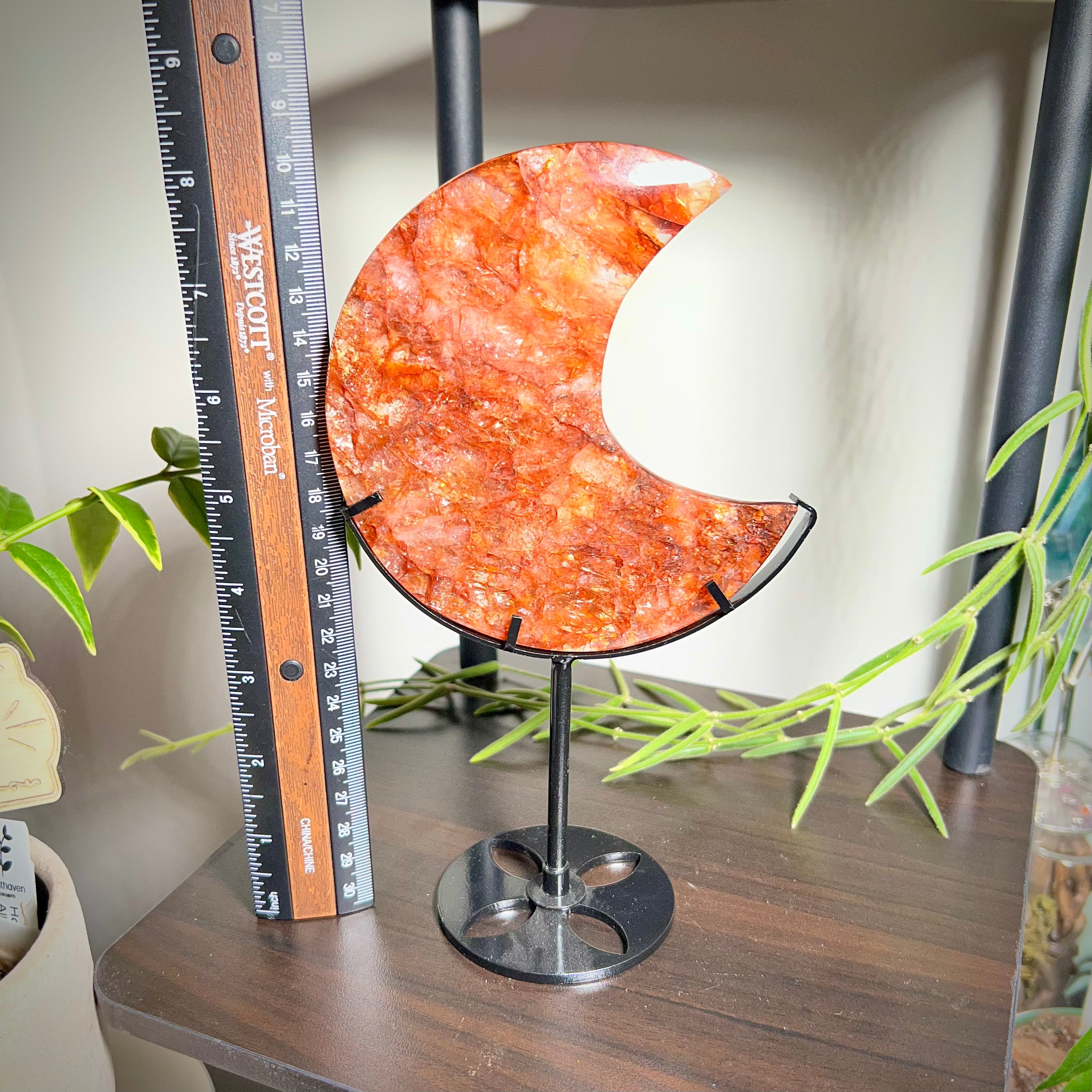 Fire Quartz Crescent Moon