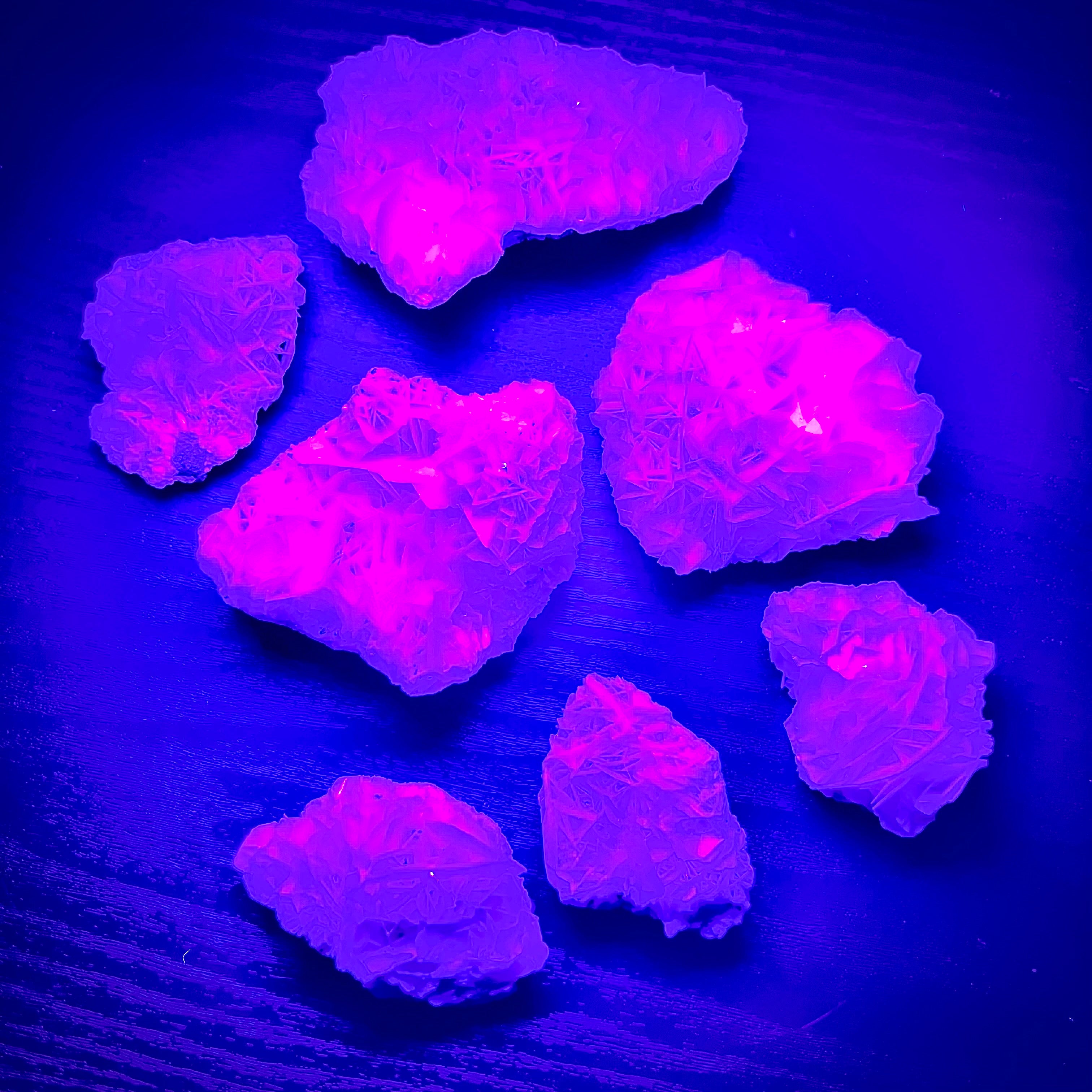 Rose Calcite Clusters - UV Reactive