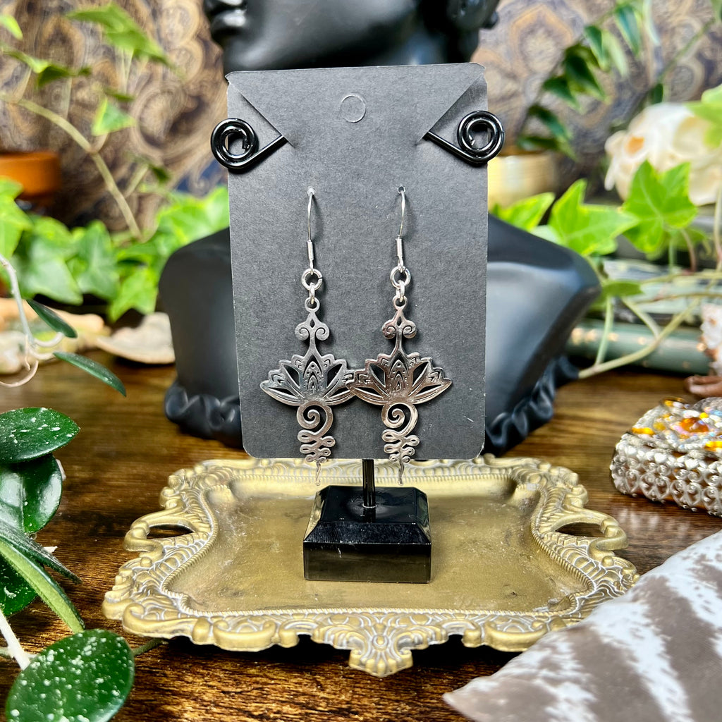 Unalome and Lotus Earrings
