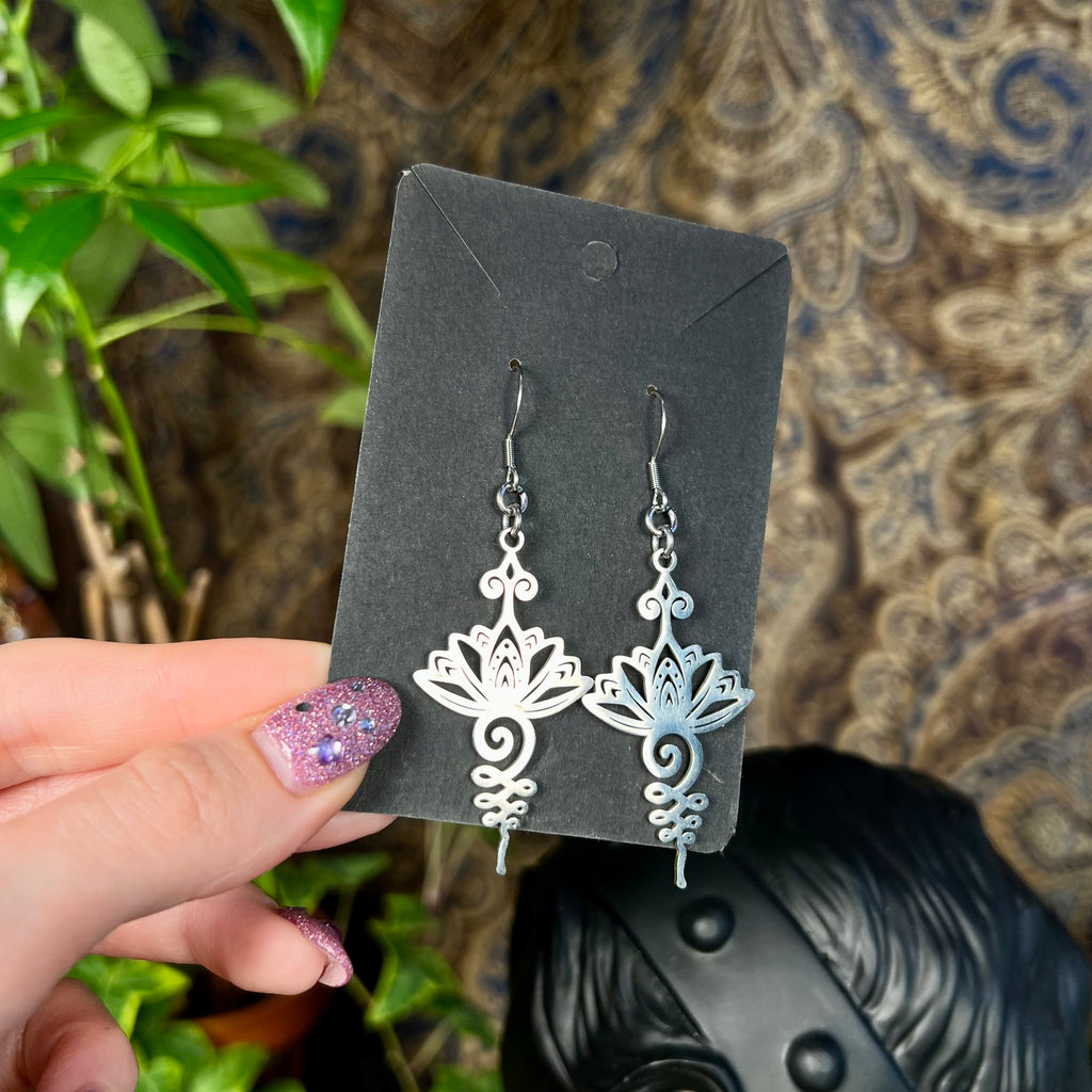 Unalome and Lotus Earrings