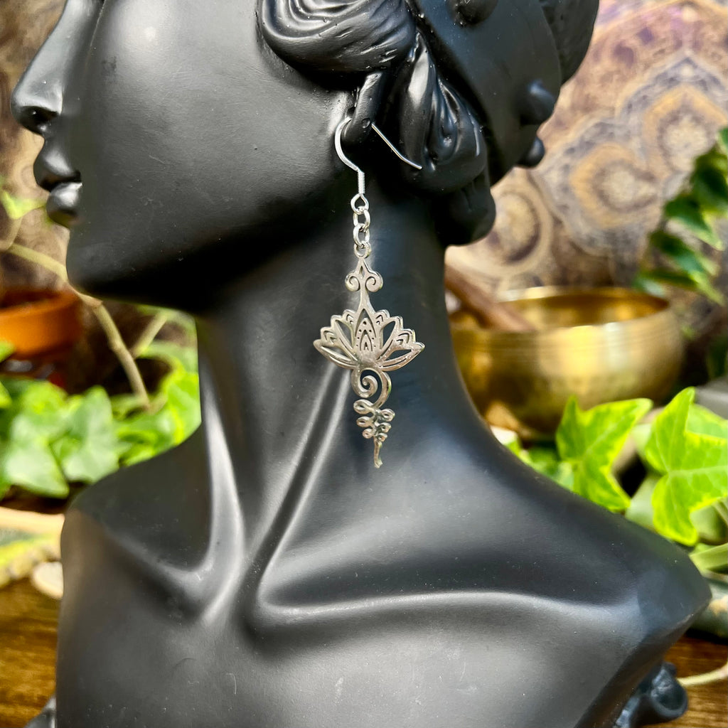 Unalome and Lotus Earrings