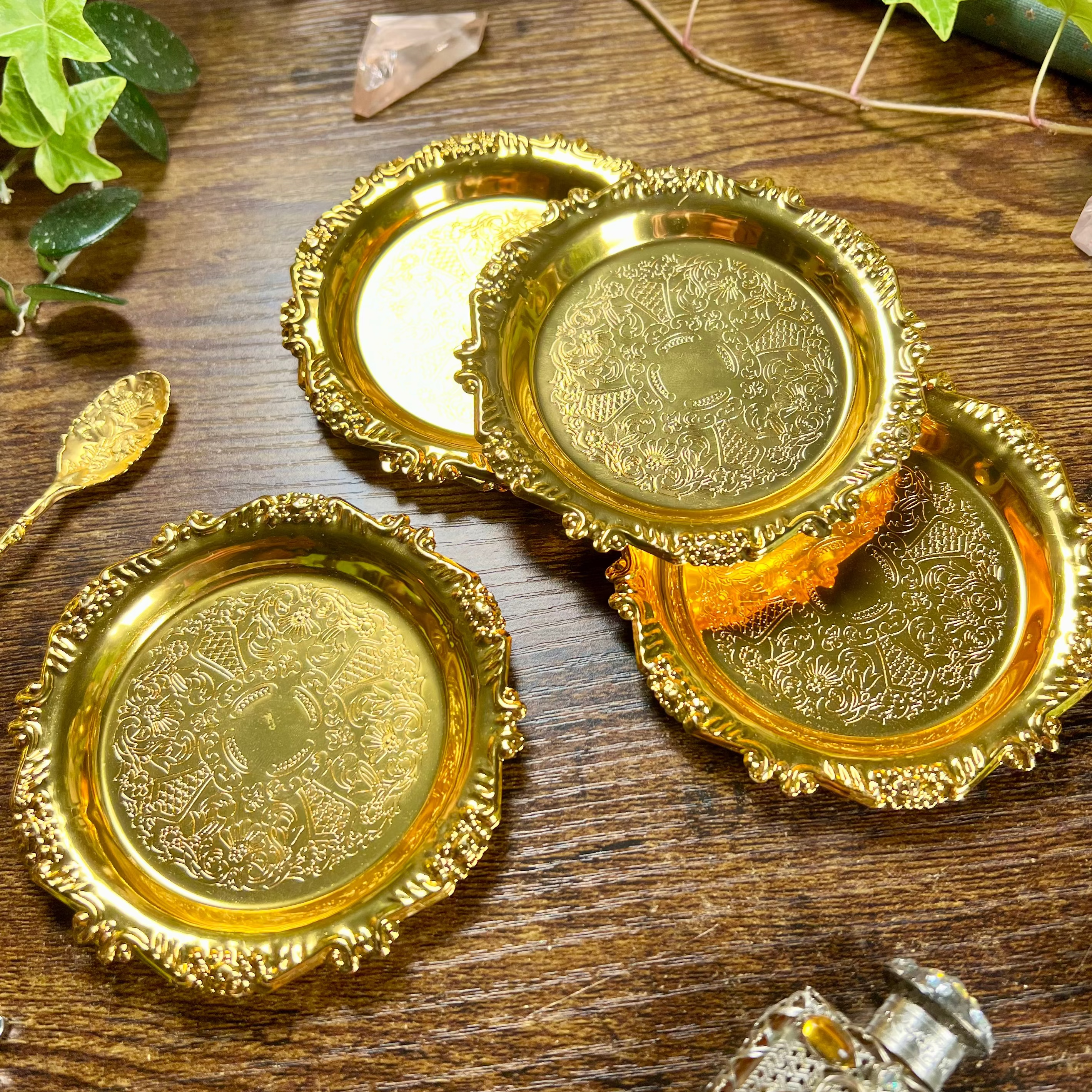 Altar Dish - Ornate Offering & Ritual Tray Gold